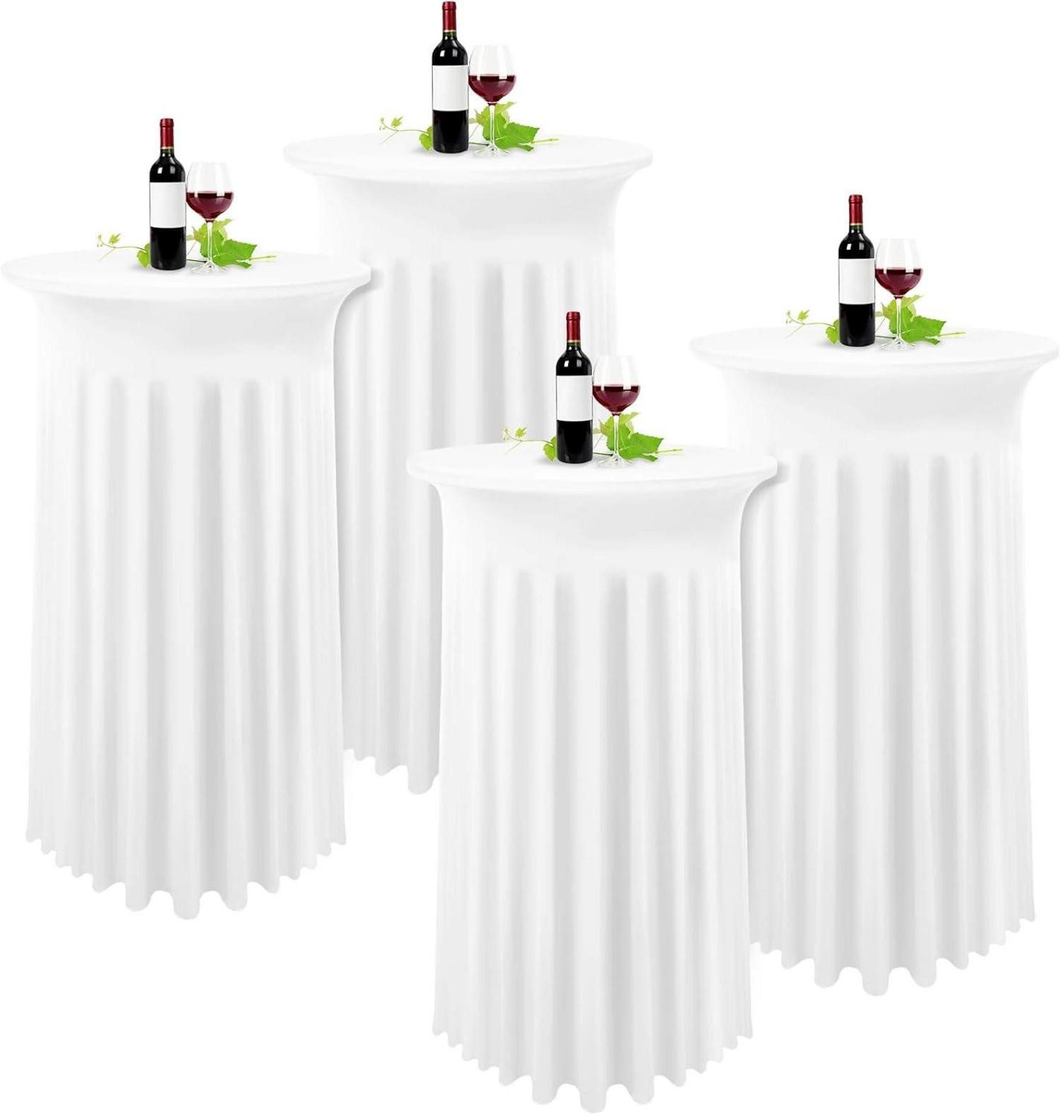 Tischschonbezug 4er Pack Weiße Cocktail Spandex Stretch Tischdecke 80x110cm Runde