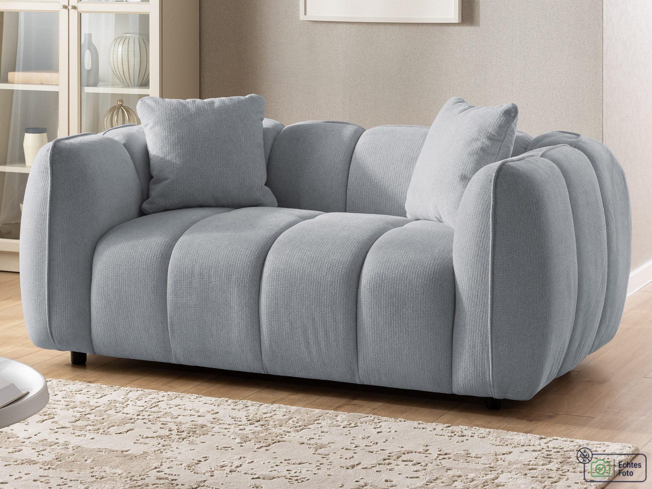 S-Style Möbel Sofa 2-Sitzer Nubira in tief gesteppter Bubble-Optik aus Strukturstoff, mit modernem Design und Wellenfederung