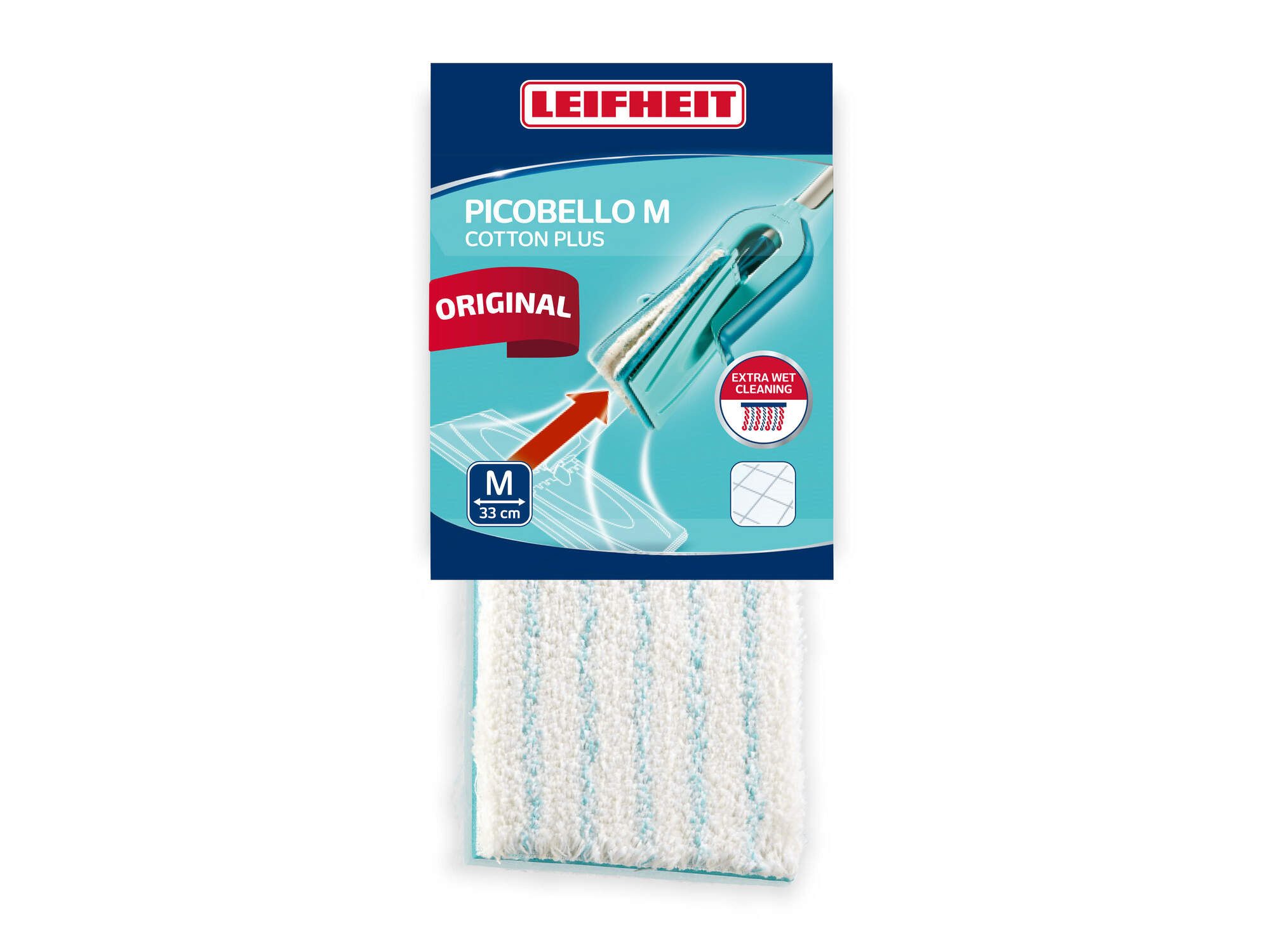 Leifheit Wischpad Picobello M cotton plus Wischbezug (Kunstfaser,Baumwolle, 12.0x33.0 cm, 1-tlg)
