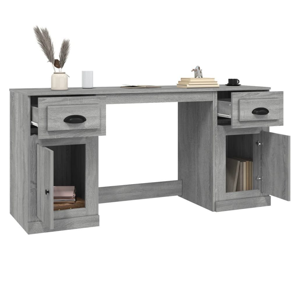 vidaXL Schreibtisch Schreibtisch mit Stauraum | Grau Grau Sonoma Sonoma Grau Sonoma Holzwerkstoff