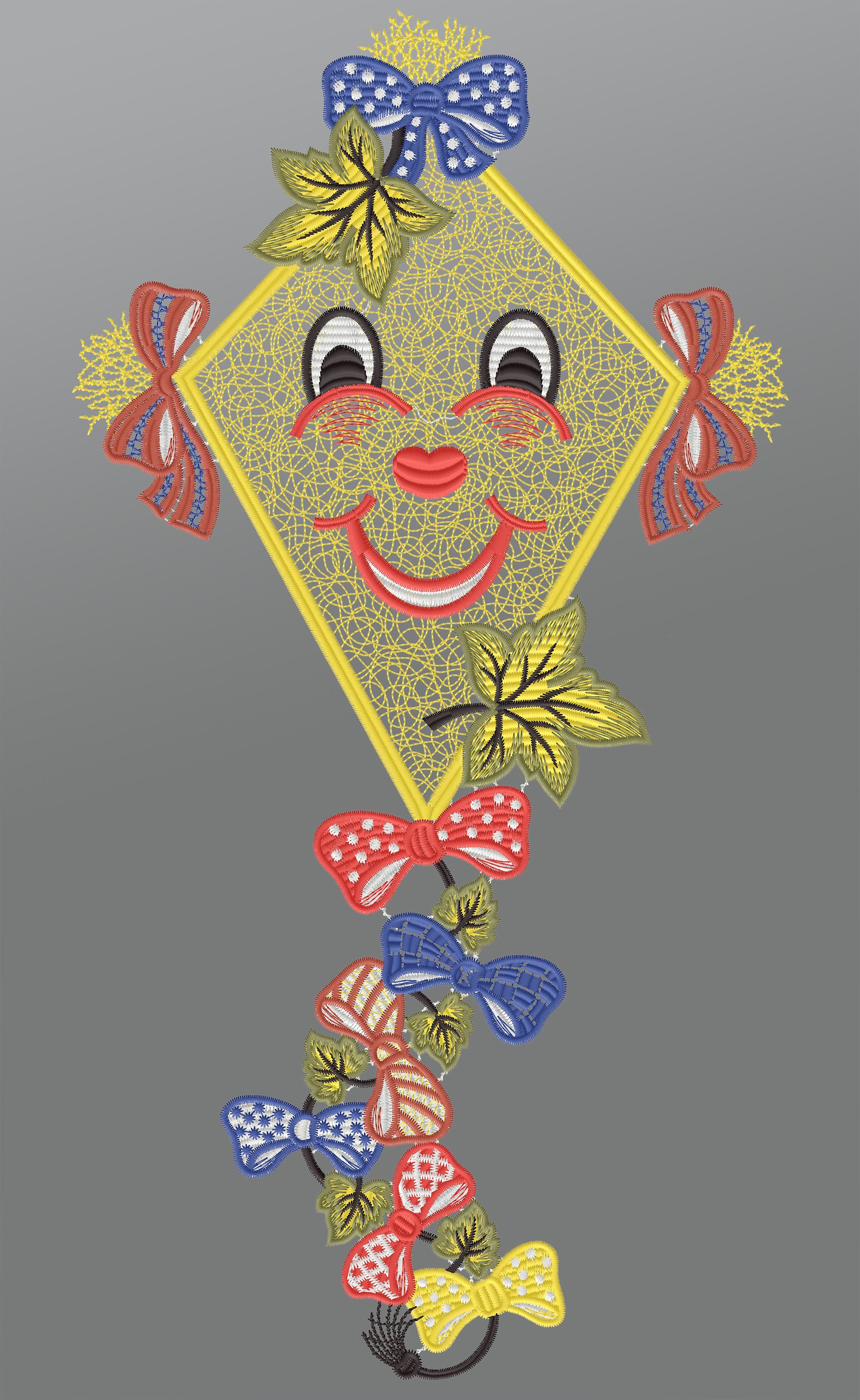 Plauener Spitze® Fensterbild fröhlicher Herbstdrachen, HxB 43x21cm günstig online kaufen