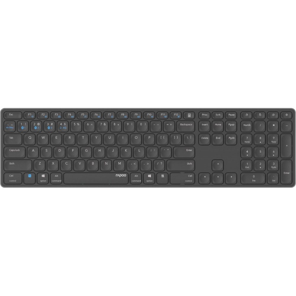 Rapoo rapoo E9800M Bluetooth Tastatur dunkelgrau für Profis. Tastatur (Störungsfreie kabellose Verbindung)