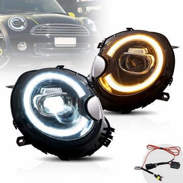 LLCTOOLS KFZ-Ersatzleuchte LED Scheinwerfer Auto BMW Mini Cooper R55 - R59 - Frontscheinwerfer, LED fest integriert, 2 St., Tageslichtweiß, Voll LED Abblendlicht mit Zulassung - Hauptleuchte