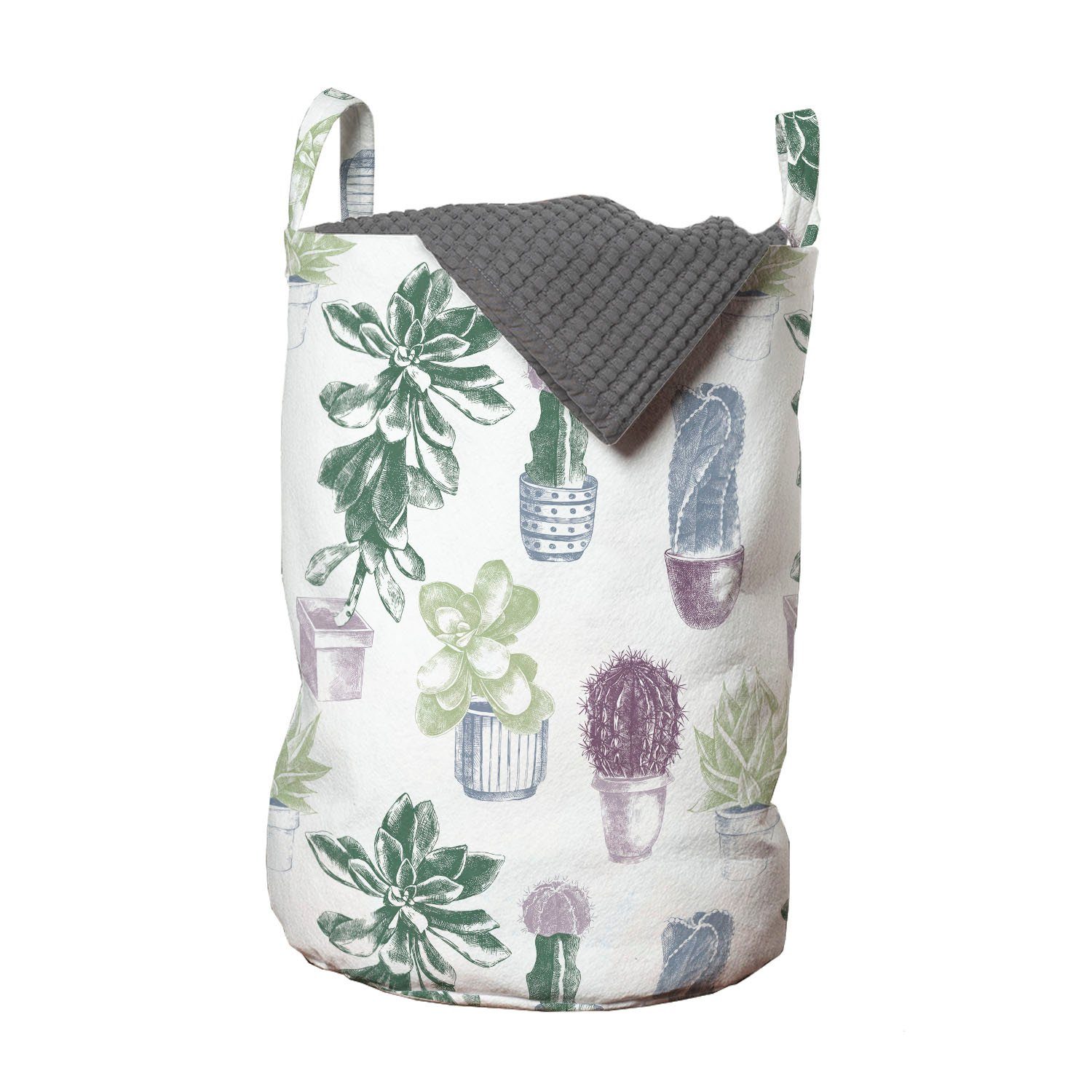 Abakuhaus Wäschesäckchen Wäschekorb mit Griffen Kordelzugverschluss für Waschsalons, Kaktus Einheimische Flora mit Blossom