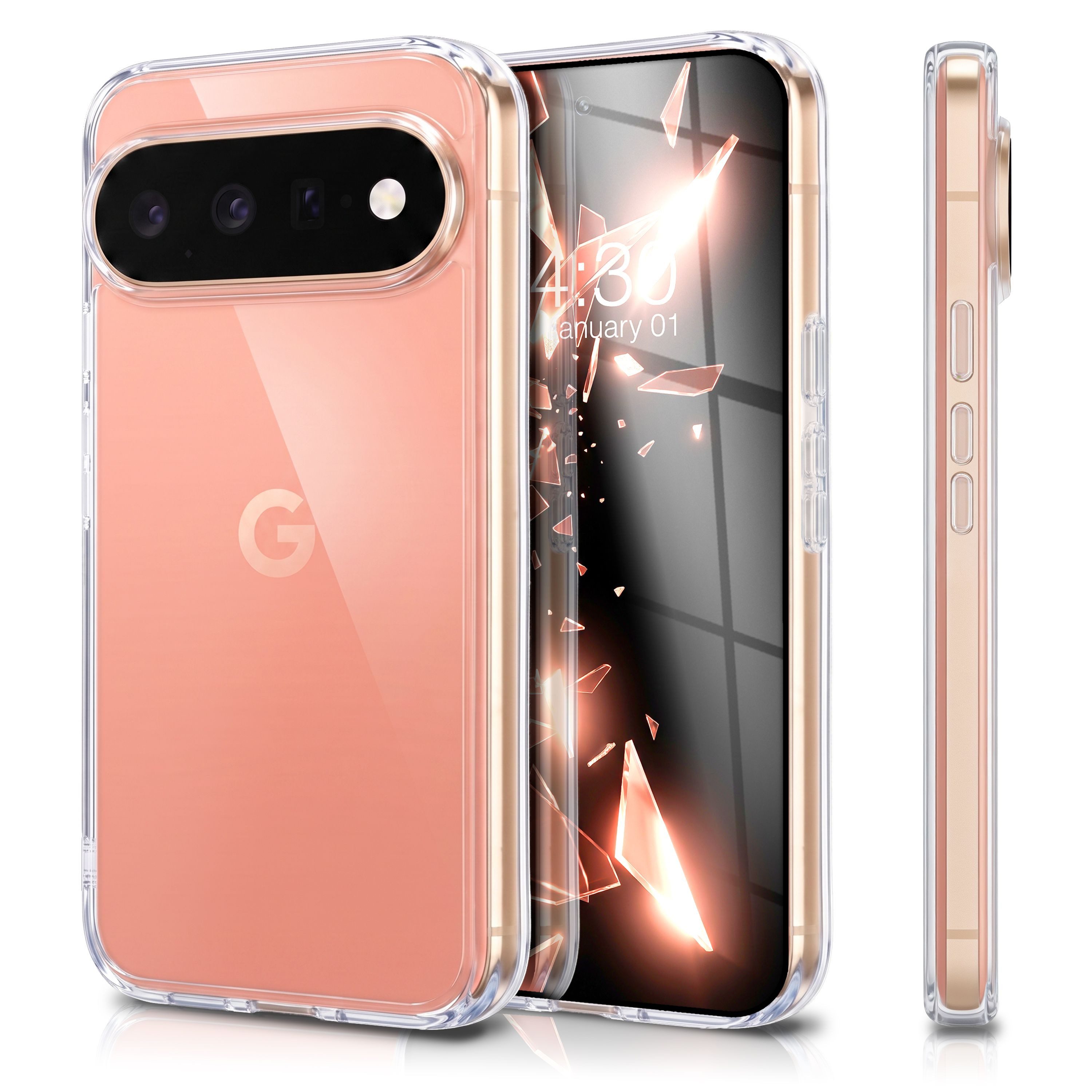Nalia Smartphone-Hülle Google Pixel 11 Pro 16 cm (6,3 Zoll), GLAZE Case - Transparentes Silikon, Anti-Watermark & Schlank