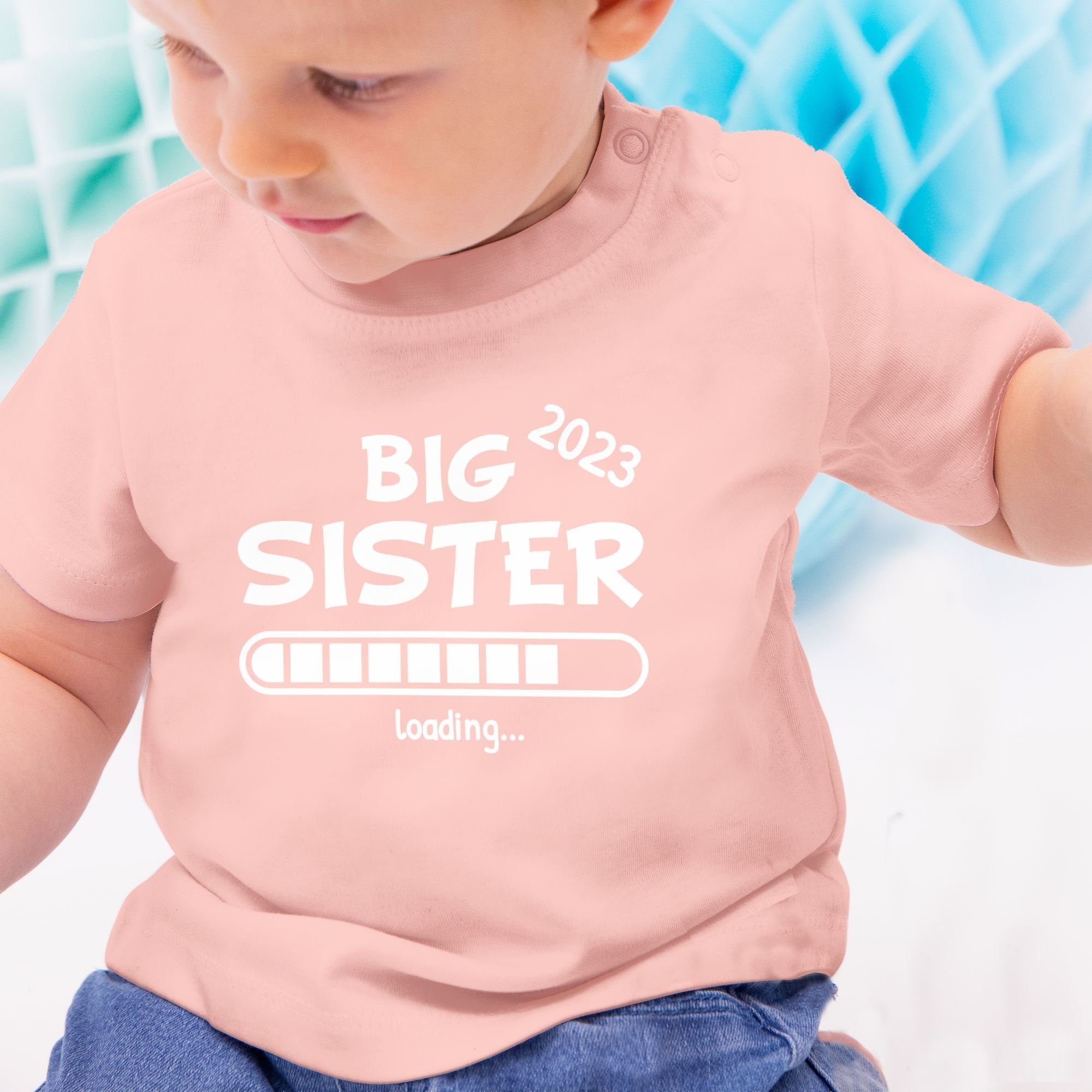 und Bruder T-Shirt loading Sister Big 1 Schwester Babyrosa Geschwister Shirtracer 2023