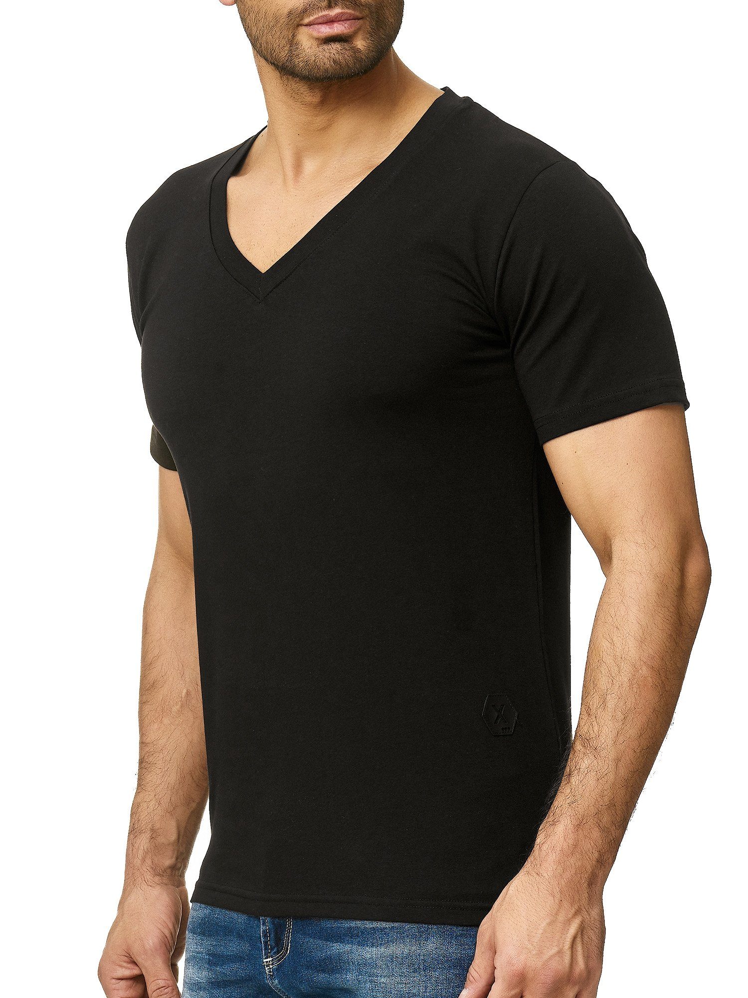 OneRedox T-Shirt 1308C (Shirt Polo Kurzarmshirt Tee, 1-tlg) Fitness Freizeit Casual Schwarz