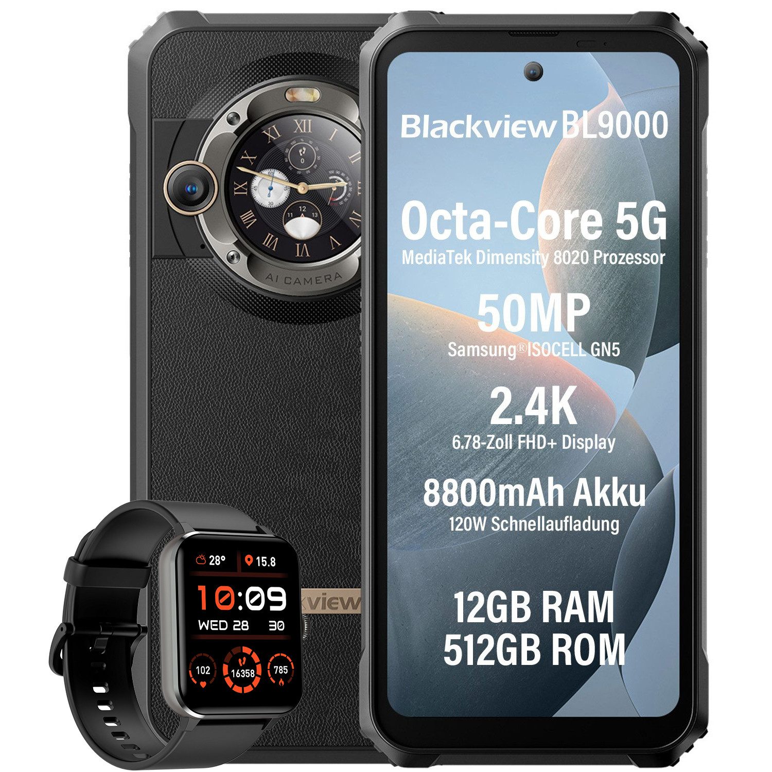 BL9000 5G zwei Bildschirmen incl. R50 Smartphone