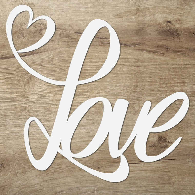 Namofactur 3D-Wandtattoo Holz Wandbild Schriftzug 'Love', Herz Wanddeko Liebe Wandgestaltung für dein Wohnzimmer / Schlafzimmer