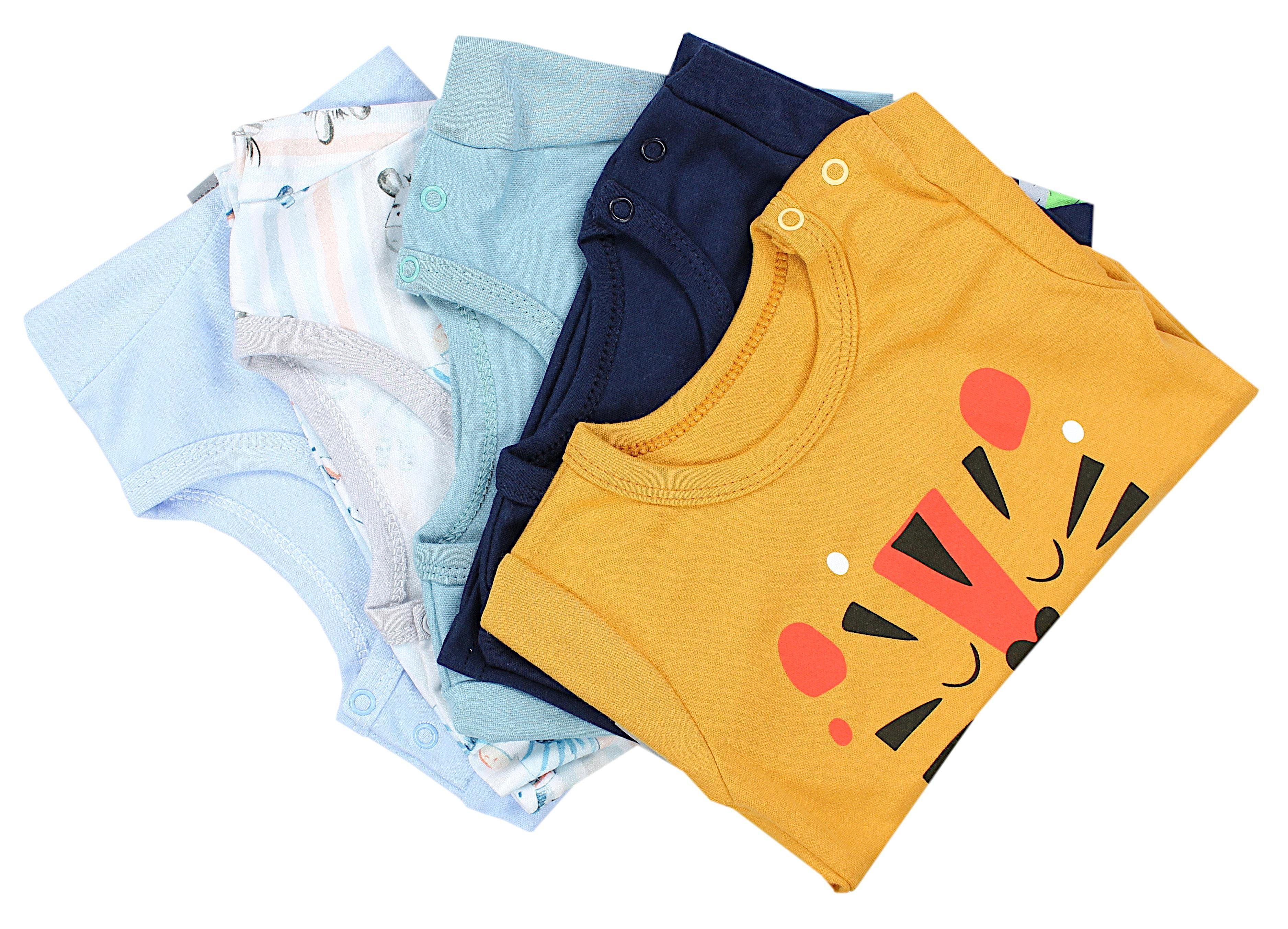 TupTam T-Shirt TupTam Dunkelblau 5er T-Shirt (5-tlg) Set Senfgelb Baby Jungen Blau Zebra Tiger Kurzarm Krokodil
