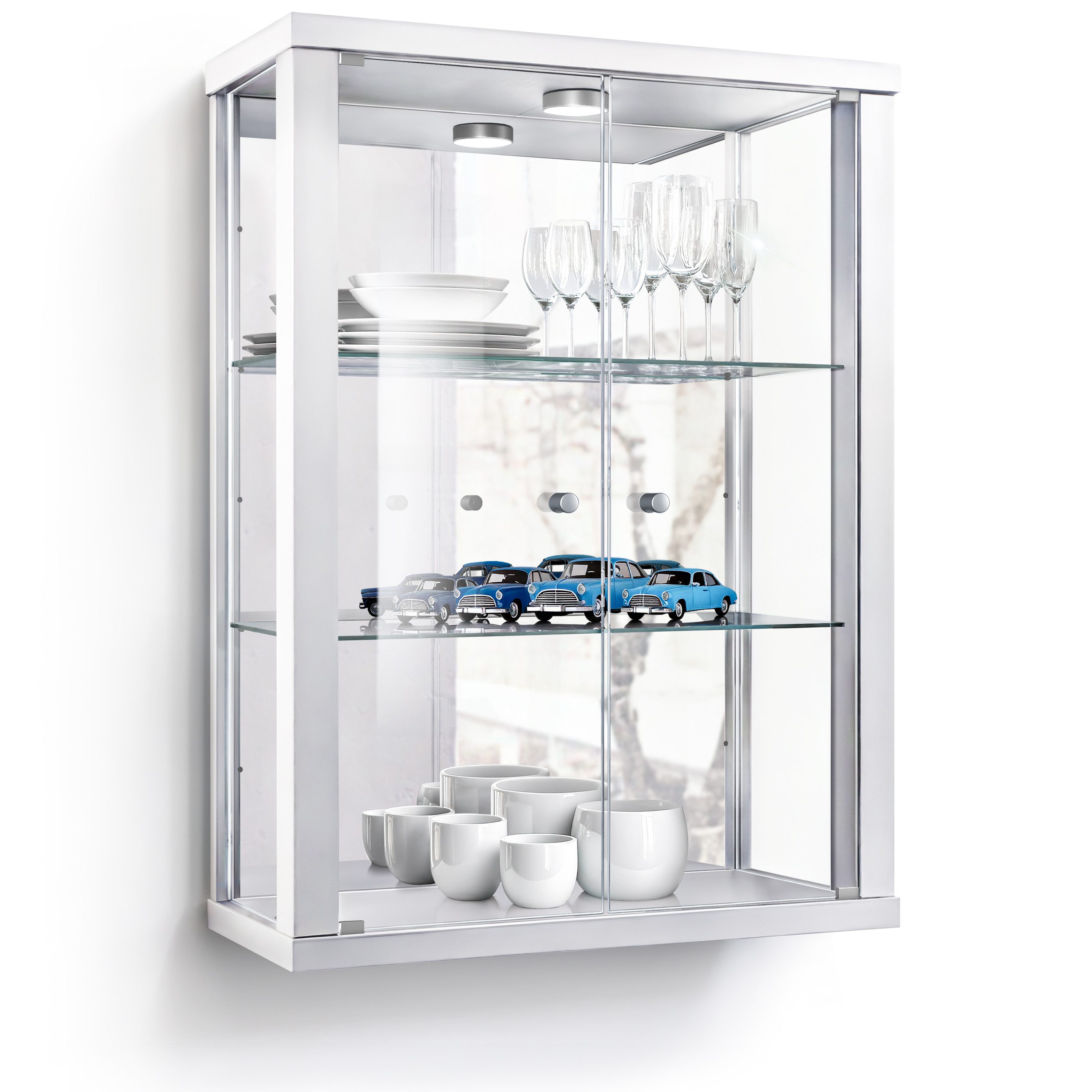 VR-Wohnideen Hängevitrine C1013 (Glasvitrine (80x60x25 cm) mit 2 Glastüren) Sammlervitrine