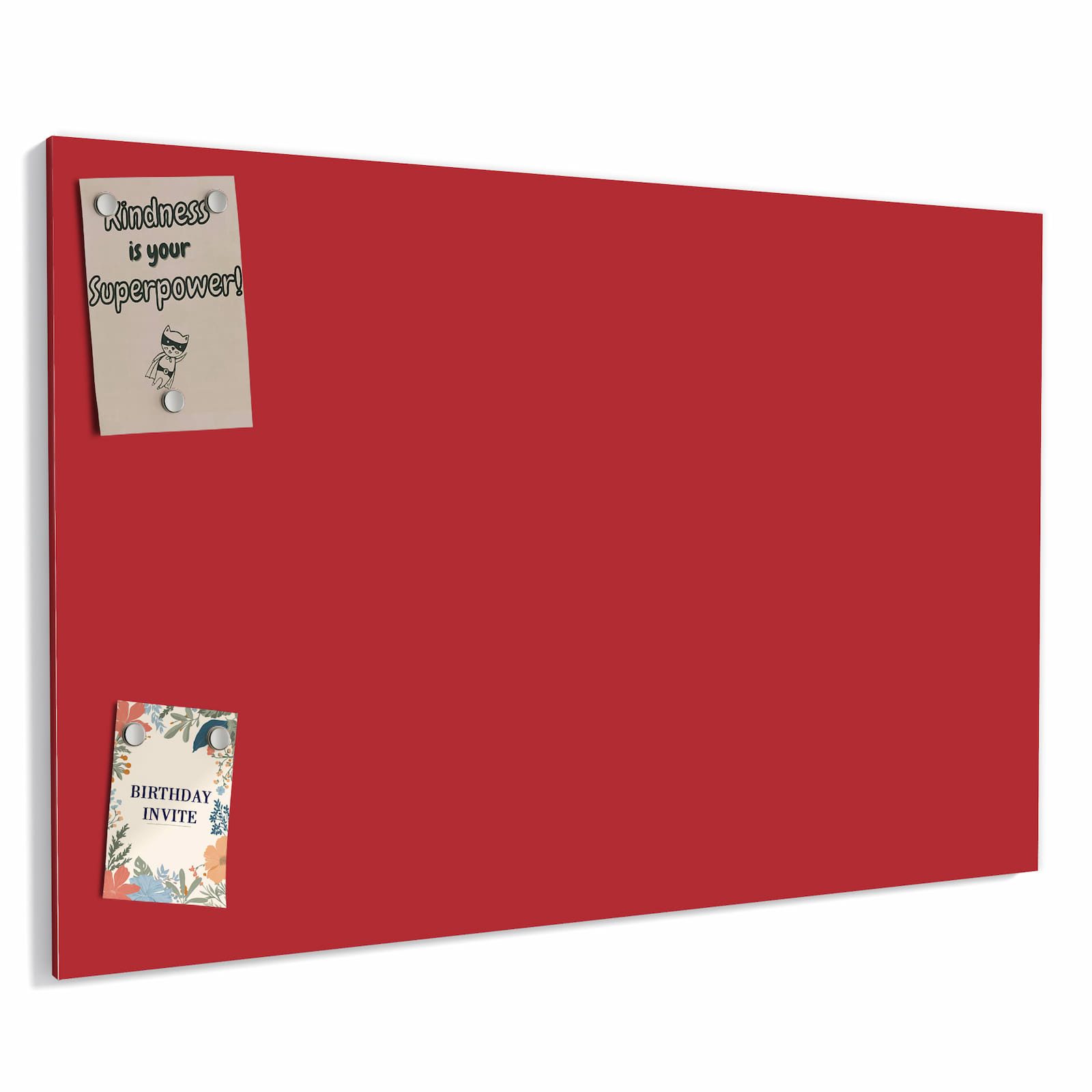 Primedeco Magnettafel Kirschrot – Magnetwand & Memoboard aus Metall, (Komplett-Set, 1-tlg., Inklusive 4 Magnete und 2 Boardmarker (weiß & schwarz), magnetisch & beschreibbar