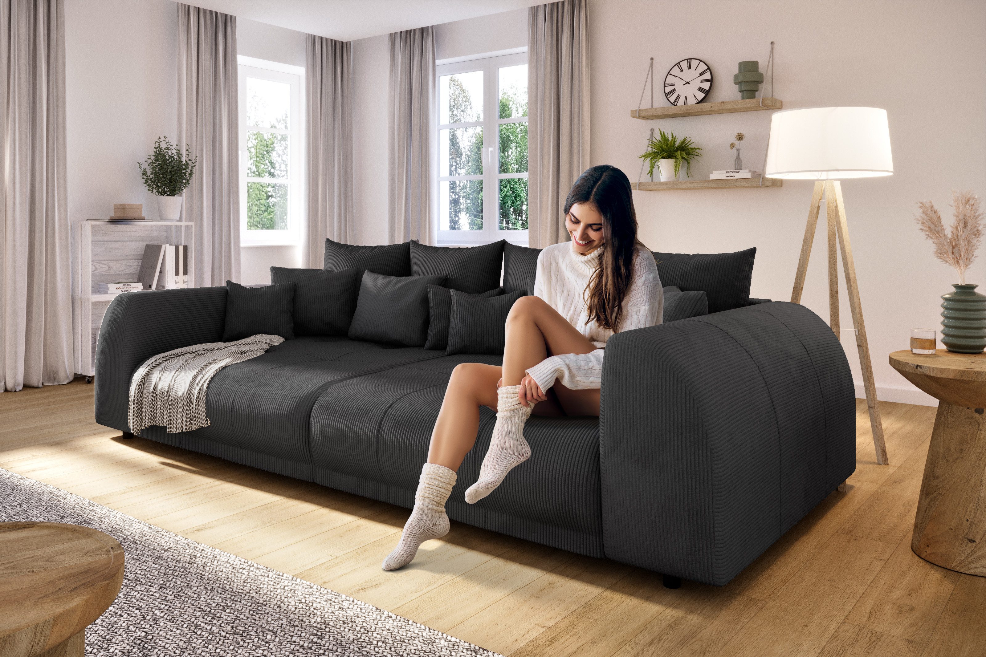 S-Style Möbel Big-Sofa Levana 5-Sitzer Boxspringfederung günstig online kaufen