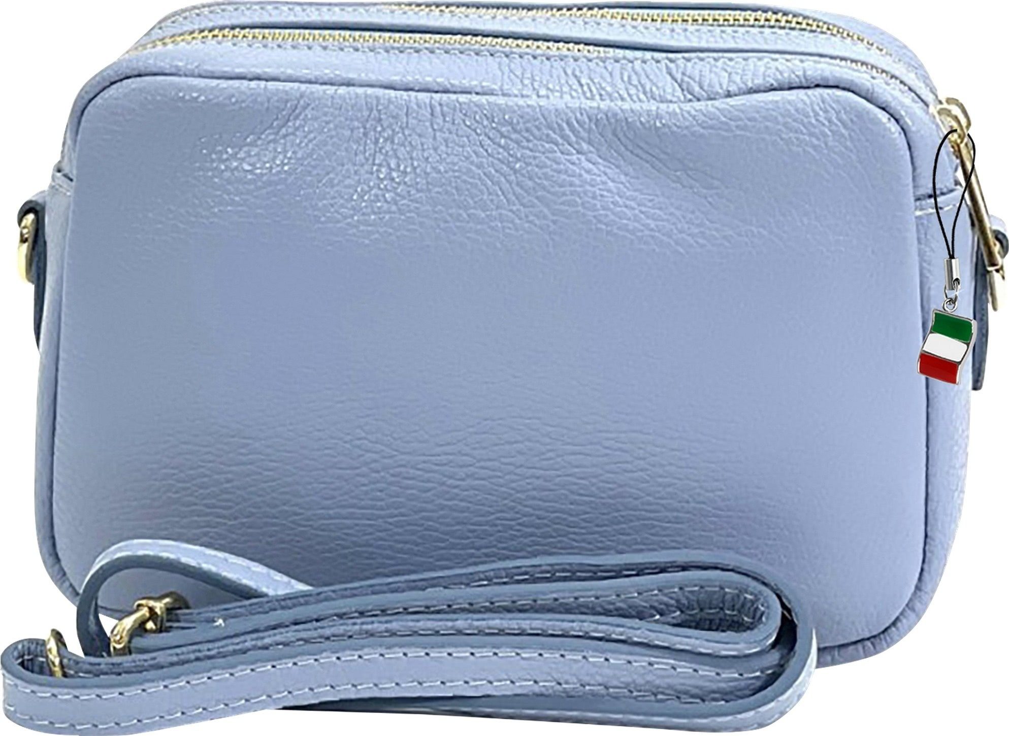 FLORENCE Umhängetasche Florence Umhängetasche Damen Tasche (Umhängetasche), Damen Leder Umhängetasche, hellblau ca. 22cm