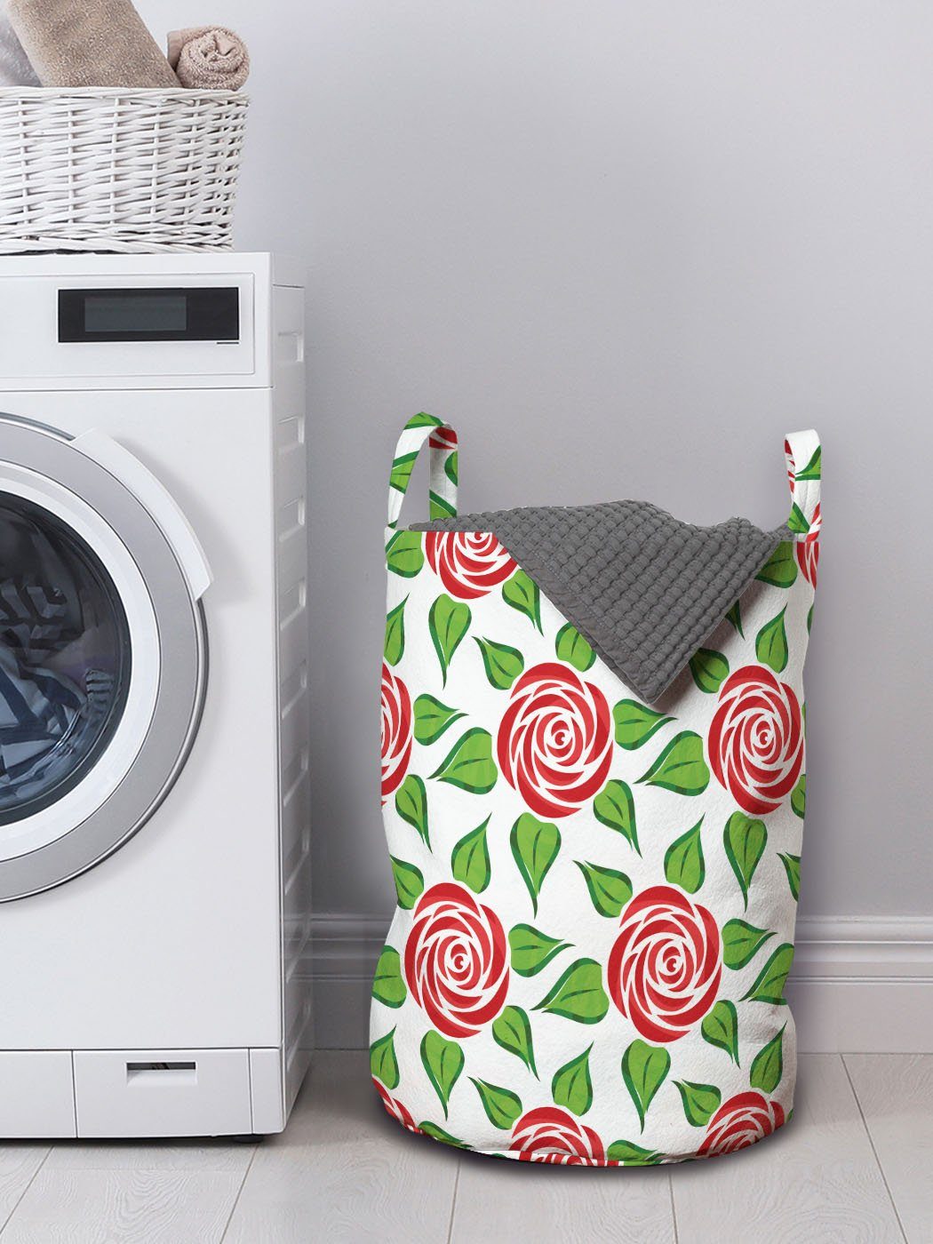 Abakuhaus Wäschesäckchen für Circular Blumen Griffen Kordelzugverschluss Wäschekorb mit Einfachheit Waschsalons, Rosen