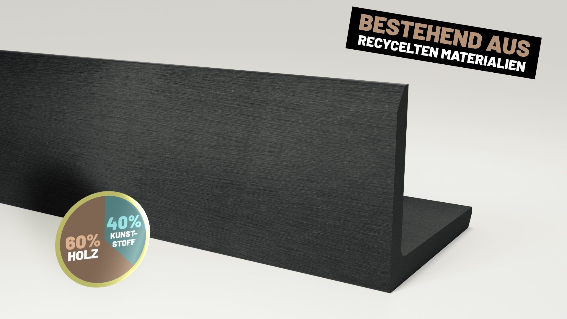 Endorphin Terrassendielen ® WPC Abschlussleisten 10er Set Anthrazit 110cm Winkelprofil 5,5 x 4,5, BxL: je 5.5x110.0 cm