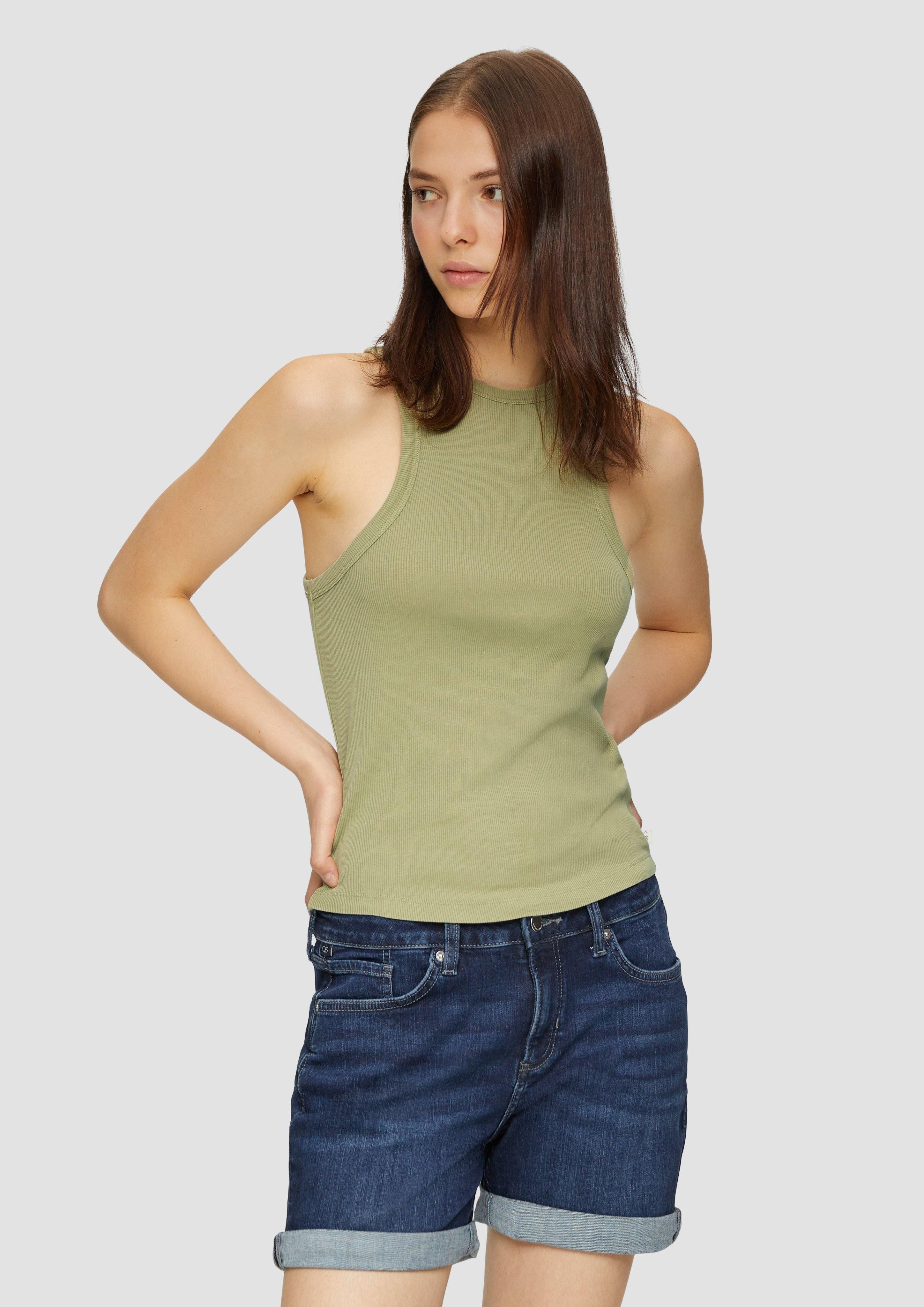 QS Shirttop Slim-Fit-Tanktop aus Rippware im Vintage-Look