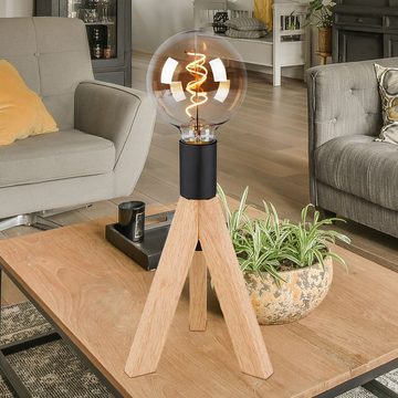 etc-shop LED Tischleuchte, Leuchtmittel nicht inklusive, Tischlampe Holz Vintage Tischleuchte Wohnzimmer Modern