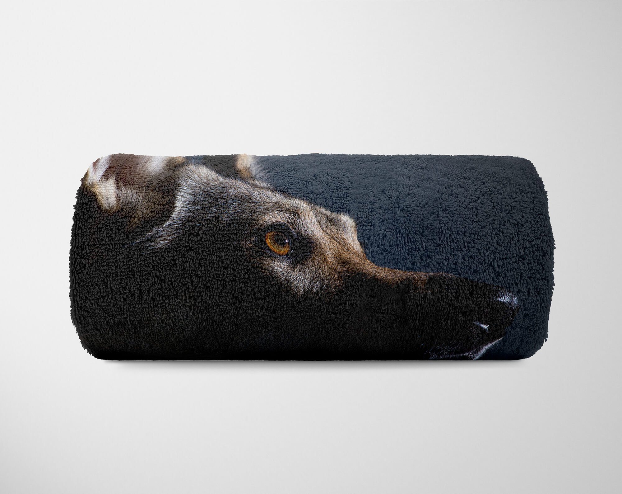 Tiermotiv (1-St), mit Kuscheldecke Hund, Saunatuch Handtuch Handtücher Art Handtuch Strandhandtuch Sinus Baumwolle-Polyester-Mix