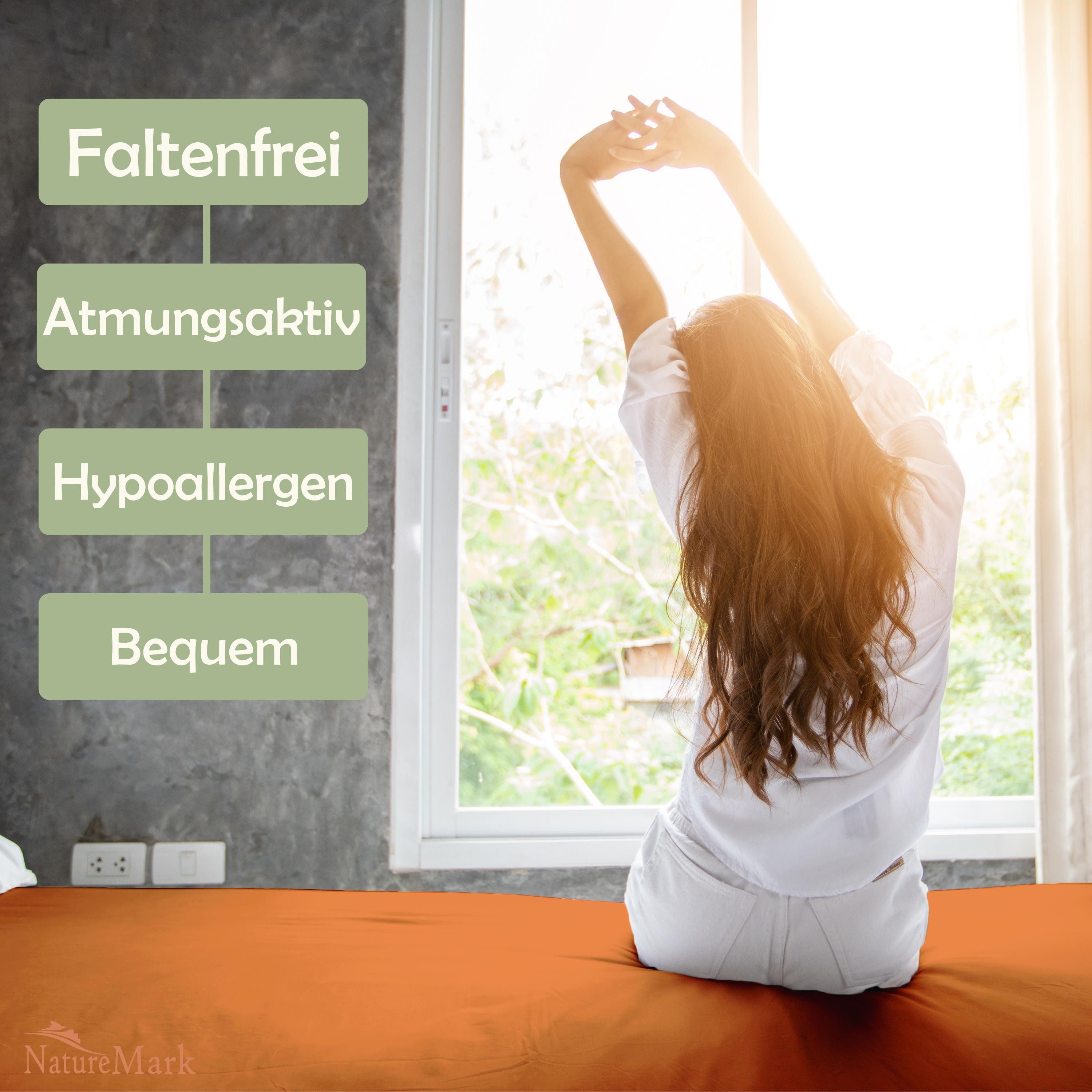 NatureMark Spannbettlaken Mikrofaser Spannbetttuch, Polyester, Gummizug: rundum, viele Größen und Farben Markenware, 90x200cm, Terrakotta – Bild 5 von 5