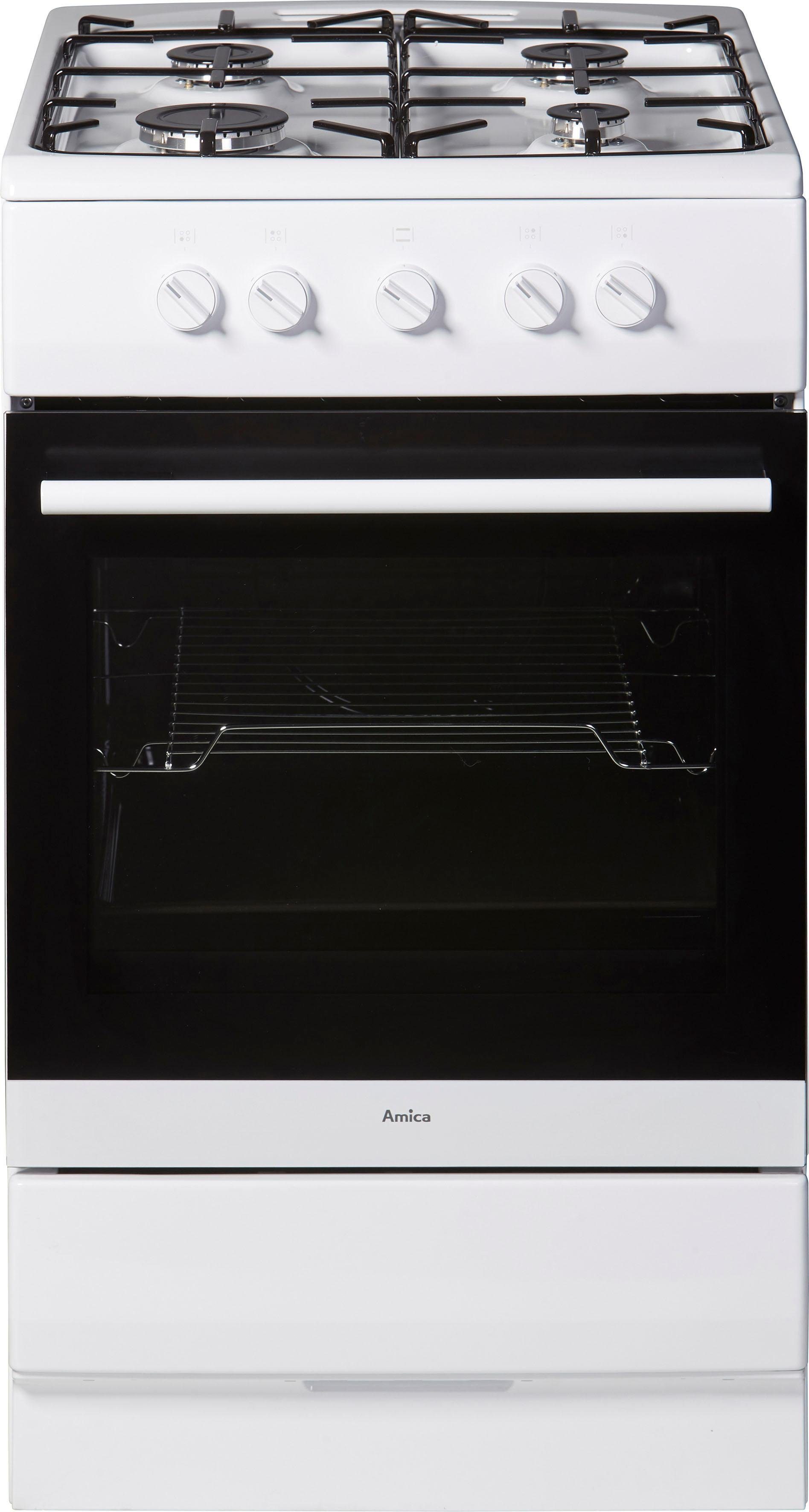 Amica Gas-Standherd SHGG 11502 W, Klassisches Kochen mit direkter Gasflamme und vertrauter Bedienung