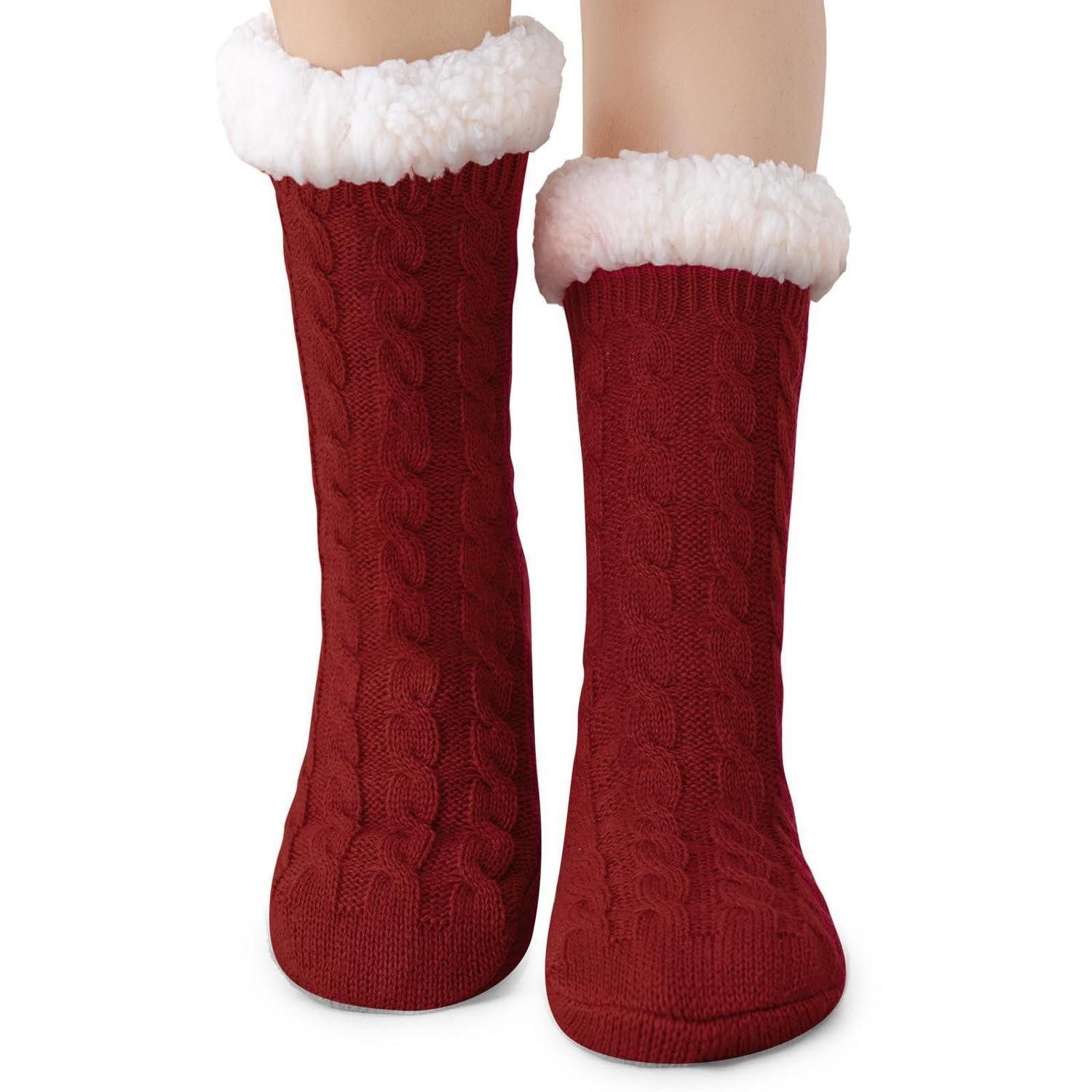 LuxusKollektion Kuschelsocken Kuschelsocken Damen warm flauschig rot 36-42