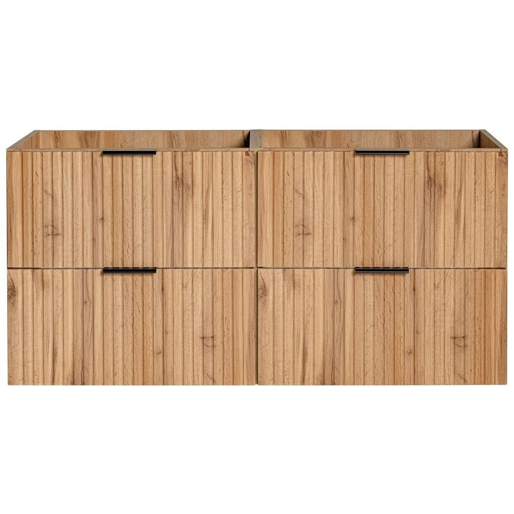 Lomadox Waschbeckenschrank ADELAIDE-56 Wotaneiche mit gerillter Front 120/57/46 cm