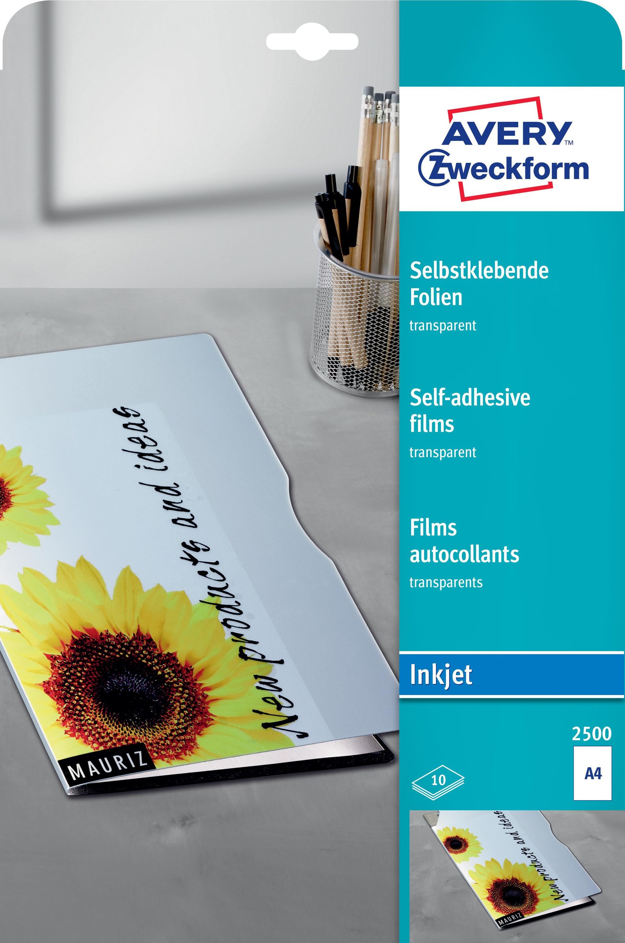 Avery Zweckform Schutzfolie Transparente selbstklebende Folien DIN A4, 10 Blatt, für