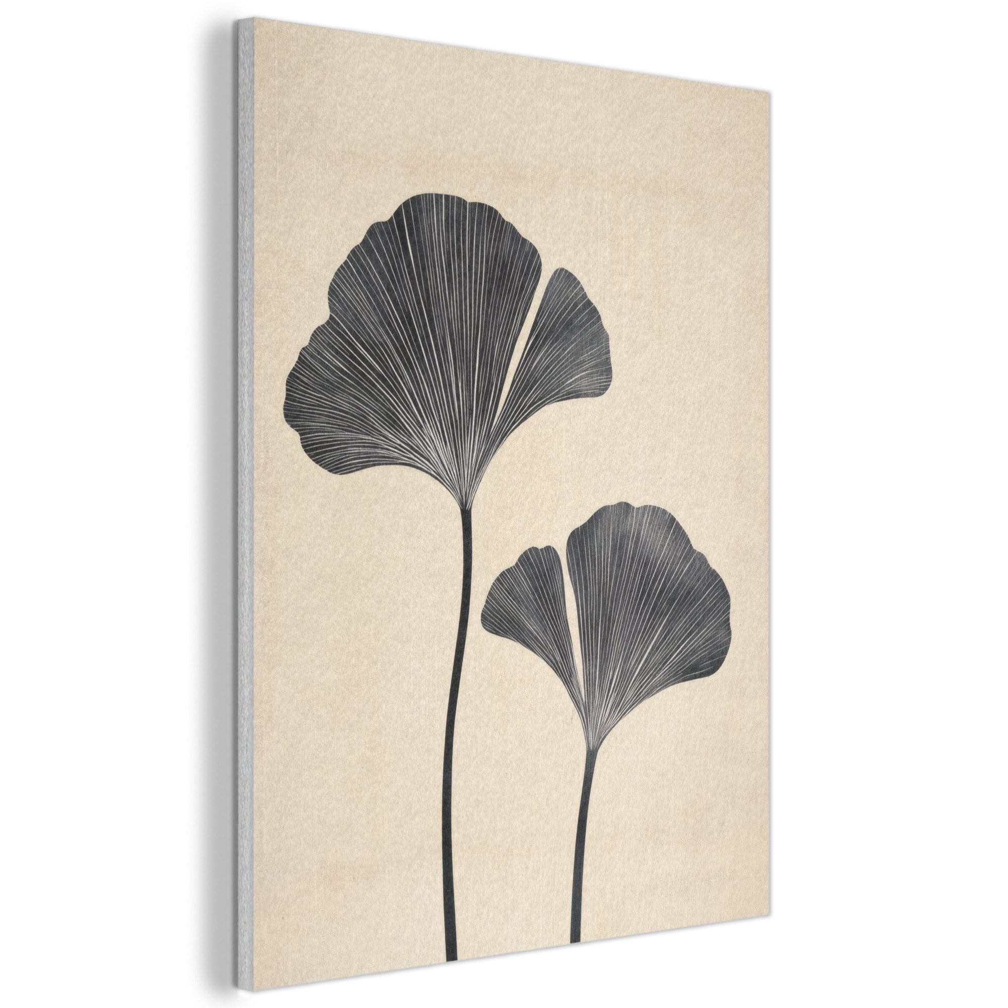 MuchoWow Gemälde Blätter - Minimalistisch - Schwarz, Fotodruck (1 St), Akus günstig online kaufen