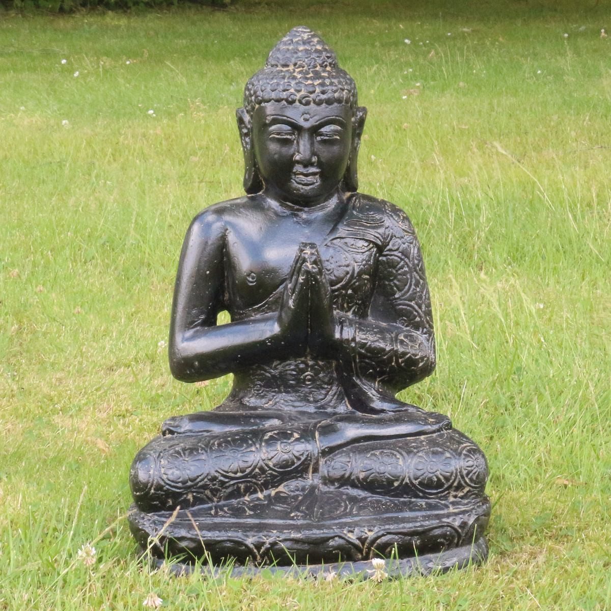 Oriental Galerie Dekofigur Buddha Figur sitzed Garten Steinfigur Greetings GRC 45 cm (1 St)