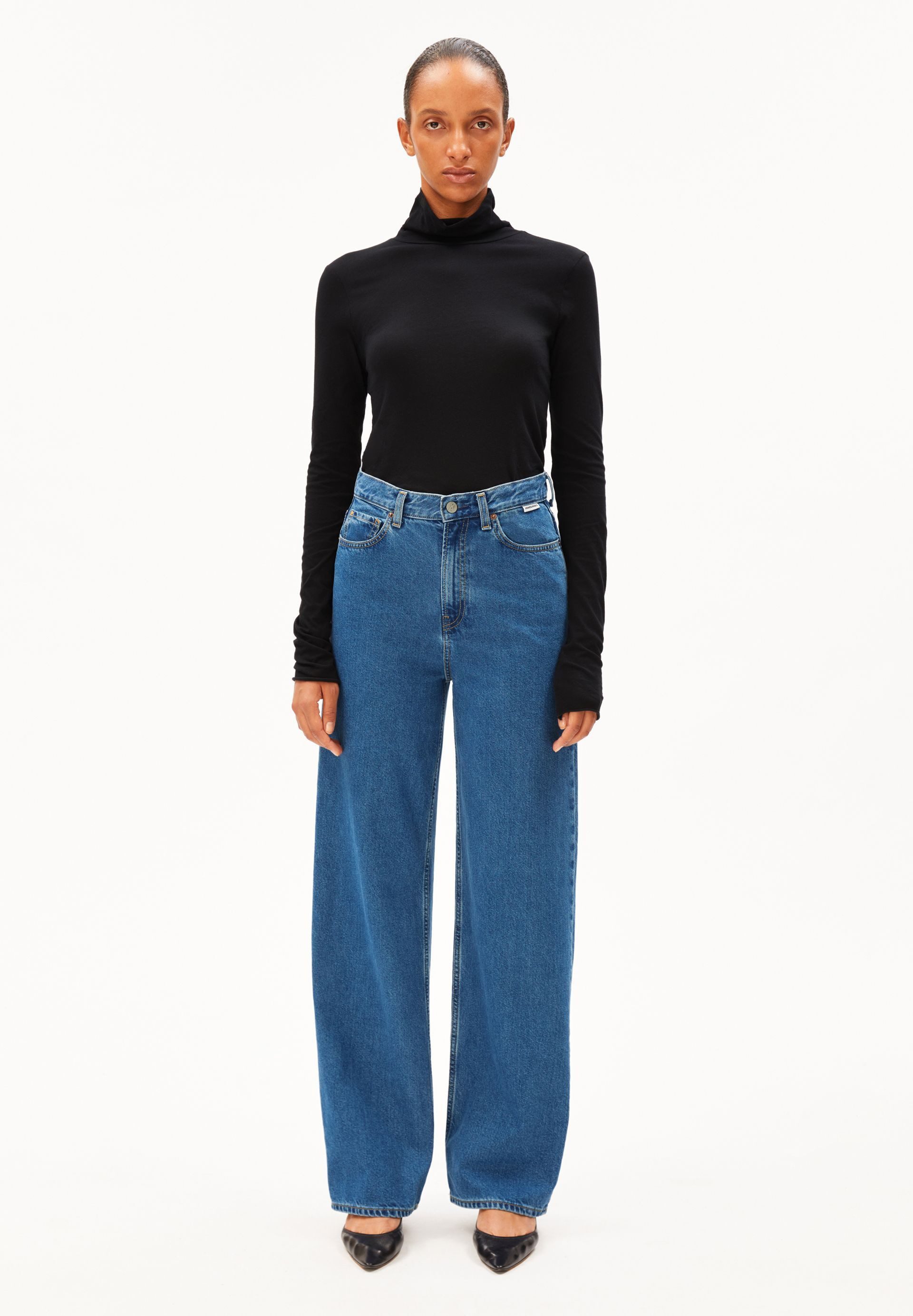 Armedangels Weite Jeans ENIJAA Wide Jeans recycelter Baumwolle (Non-Stretch, Regular Fit) High waist