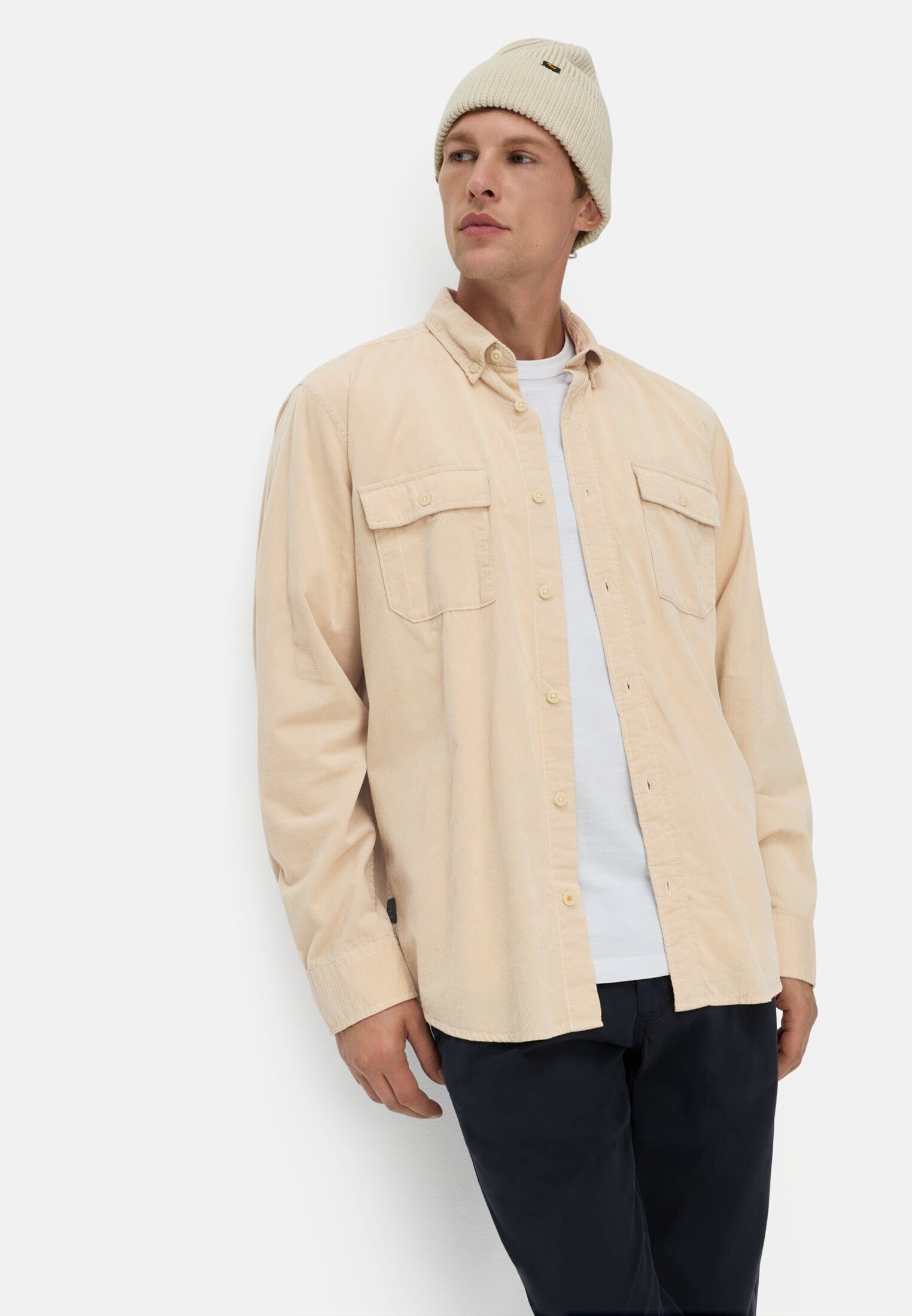 camel active Langarmhemd mit aufgesetzten Taschen Langarm Kentkragen