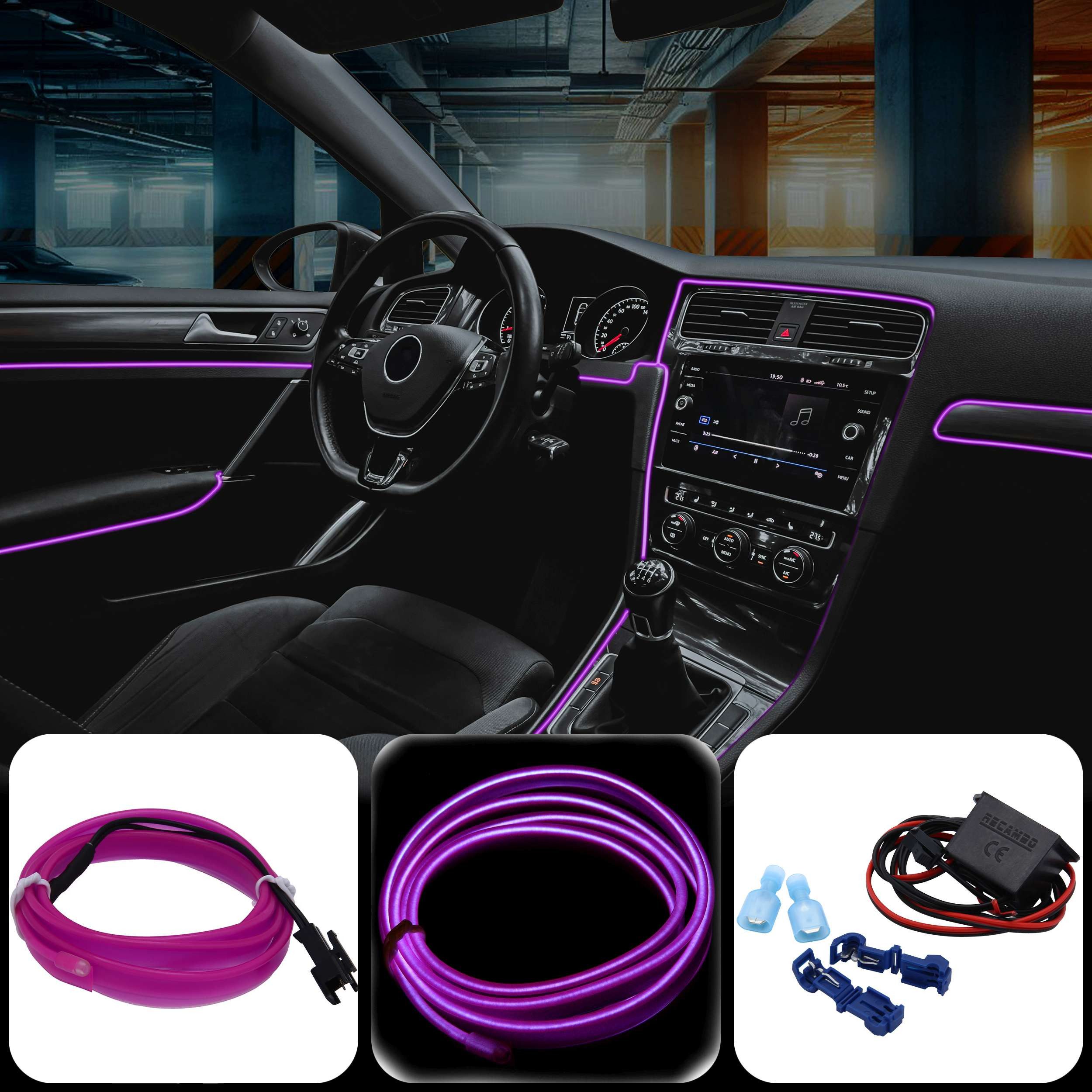 RECAMBO LED-Stripe-Profil Innenraumbeleuchtung Auto, Ambiente Beleuchtung, günstig online kaufen