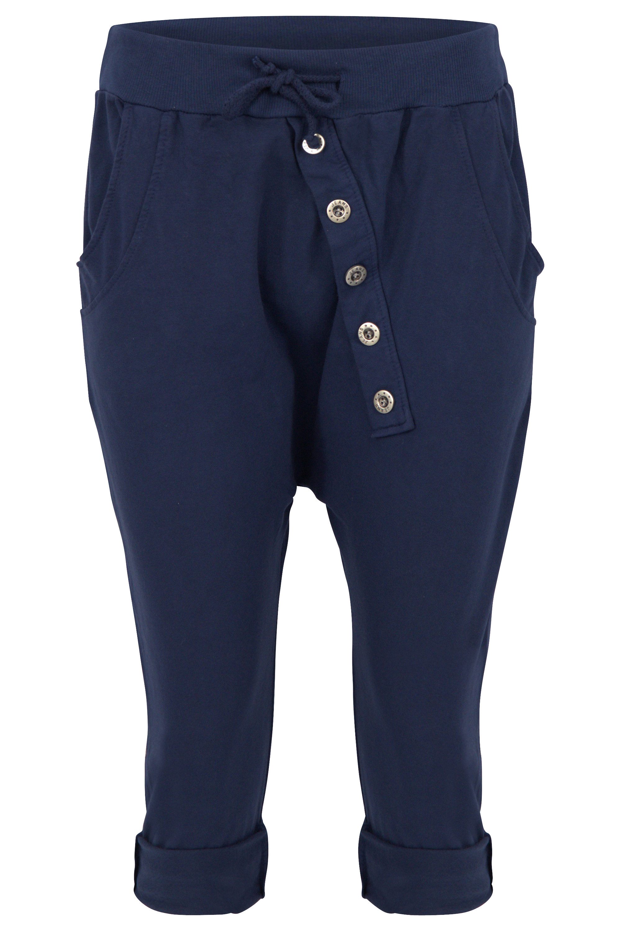 Sweathose malito Damen kurze Hose mit Knopfleiste, Chino Hose in Unifarben