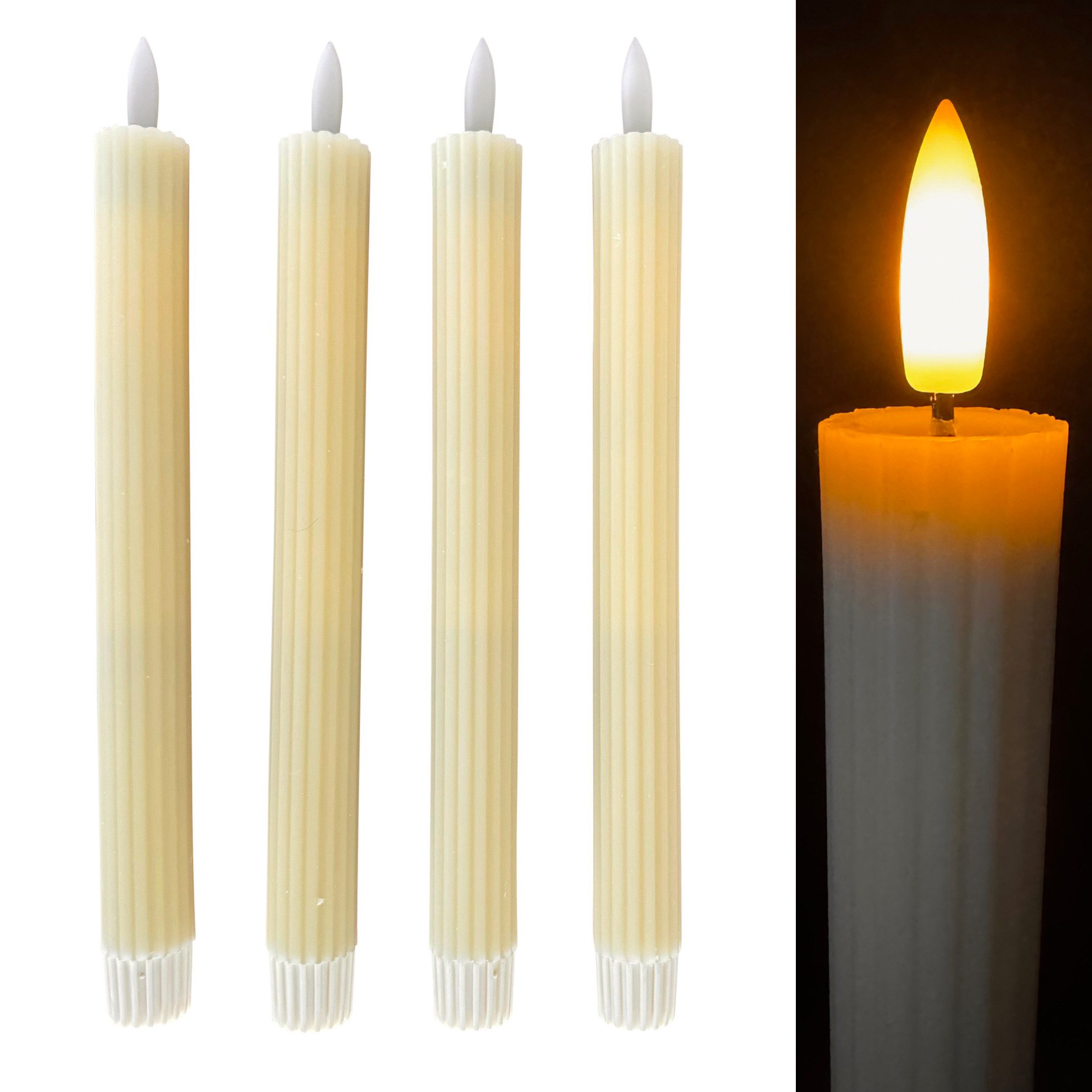 Online-Fuchs LED-Kerze 4 moderne LED Stabkerzen im Set aus Echtwachs mit Ti günstig online kaufen
