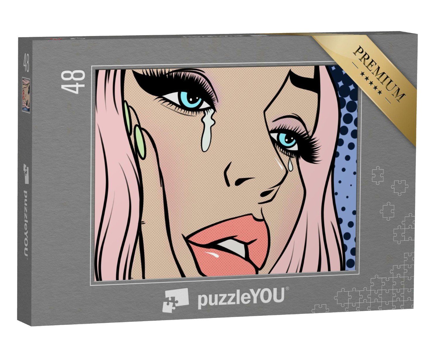 puzzleYOU Puzzle Das Mädchen mit den rosa Haaren weint, 48 Puzzleteile, puzzleYOU-Kollektionen Comic