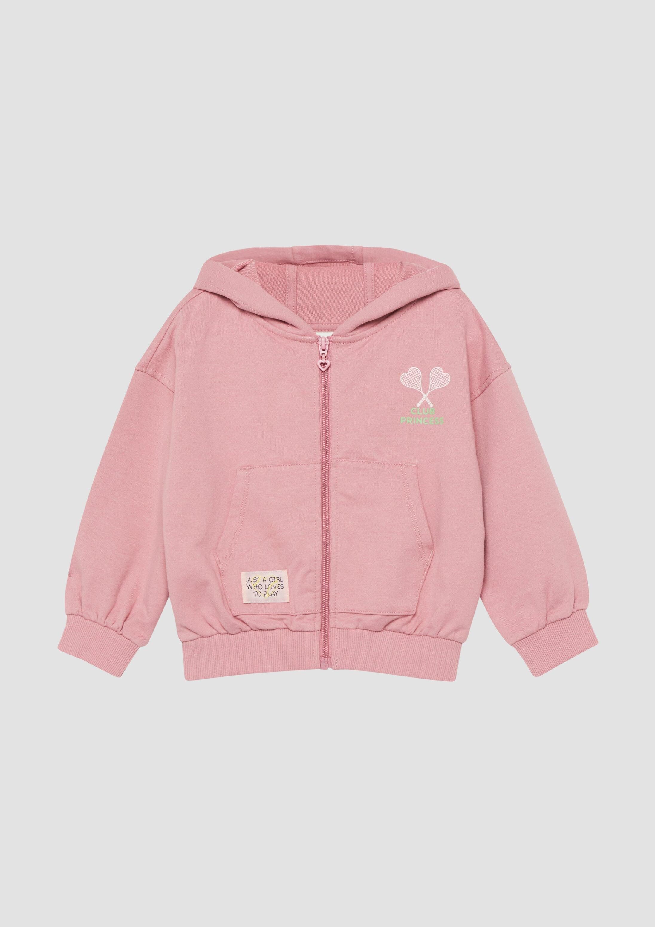 s.Oliver Sweatjacke Sweatshirt Jacke Oversized Kapuzen-Sweatjacke mit Front- und Rückenprint