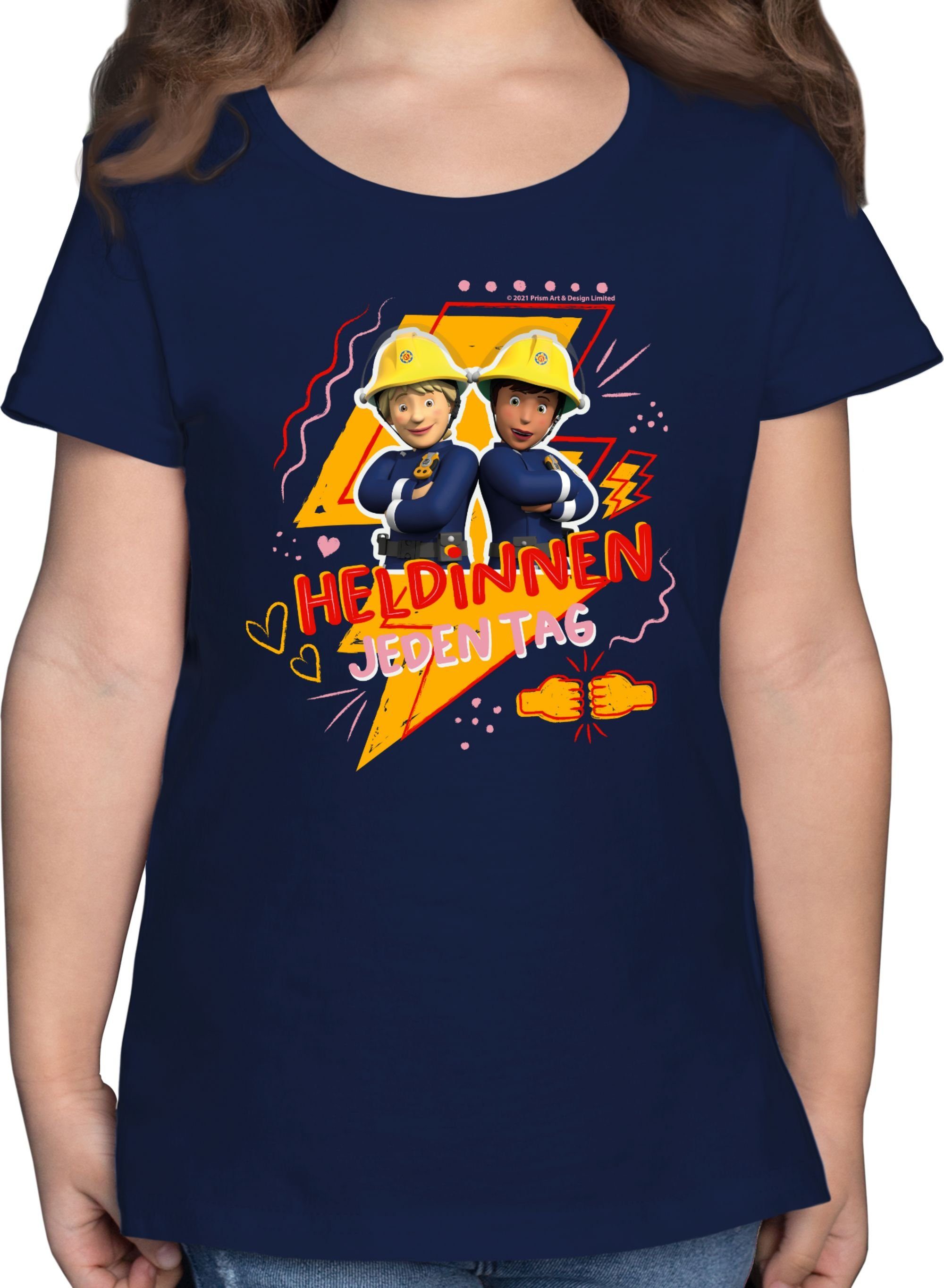 Shirtracer T-Shirt Heldinnen jeden Tag - Penny & Ellie Feuerwehrmann Sam Mädchen 2 Dunkelblau | T-Shirts
