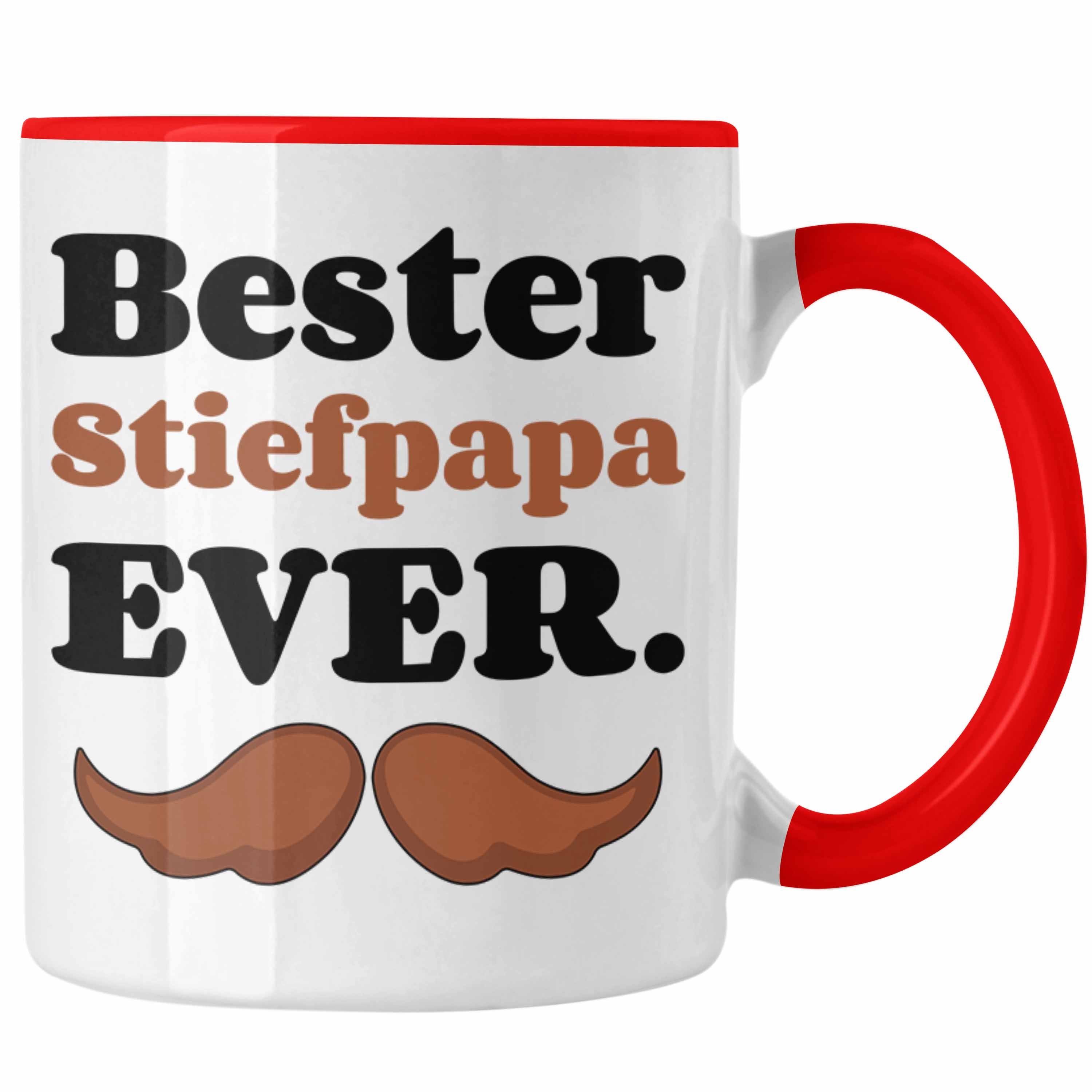 Bester Stiefpapa Tasse Geschenk Vatertagsgeschenk Geburtstag mit Stiefvater Trendation Spruch Tasse Vatertag - Ever Trendation Rot