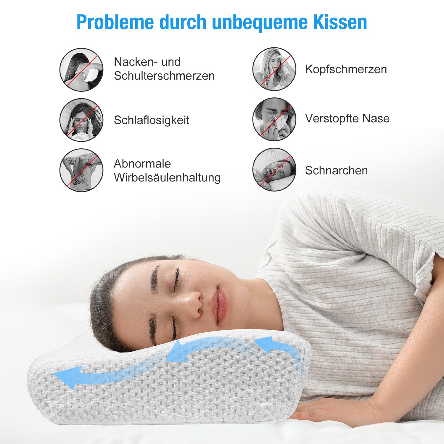 Simloveve Nackenstützkissen Seitenschläferkissen,Orthopädisches Kissen, Fül günstig online kaufen