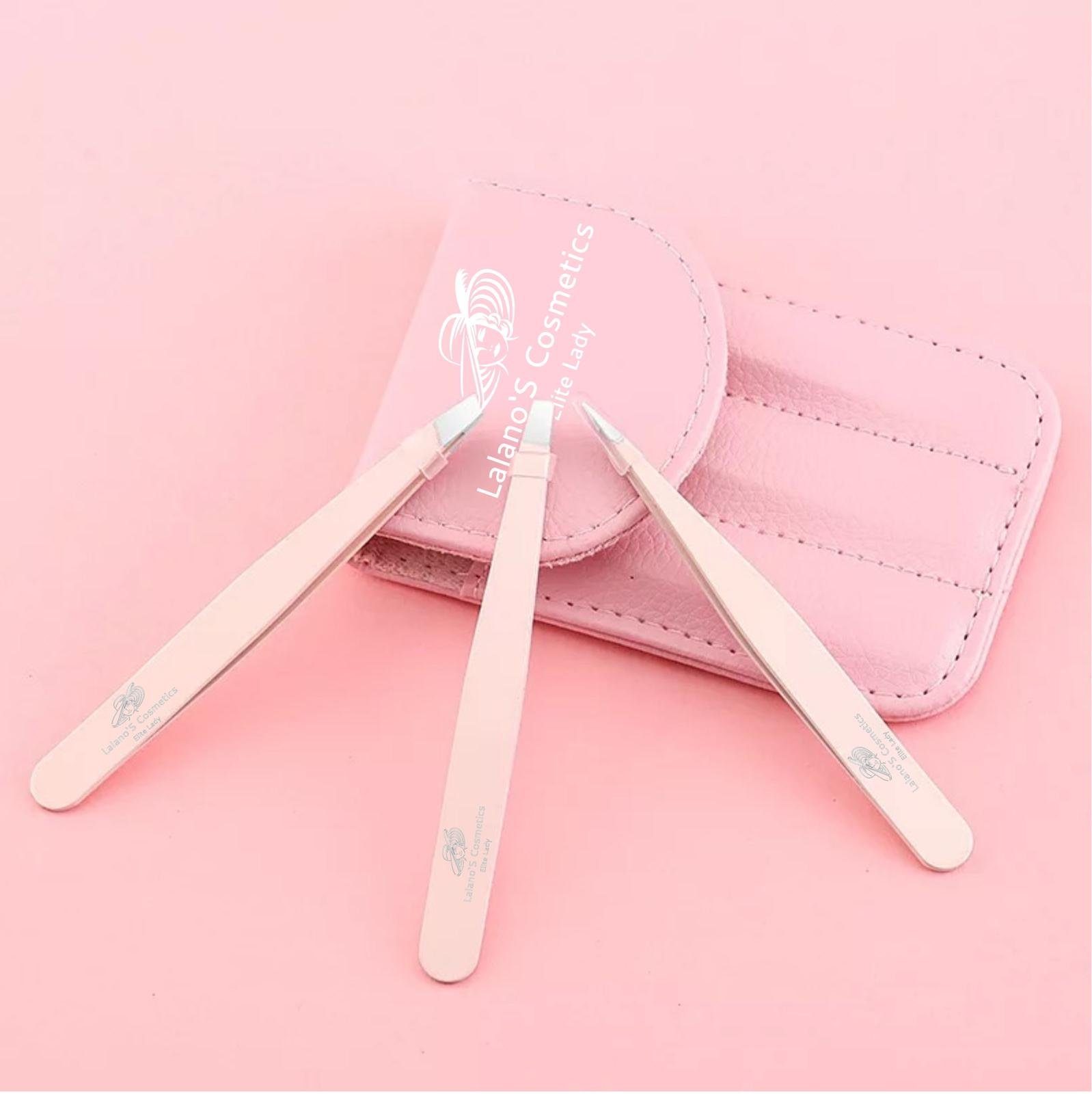 Lalano`S Cosmetics Pinzette Deluxe- Pinzetten Set, Maniküre Pediküre Set, 4-tlg., 3 Pinzetten, Etui