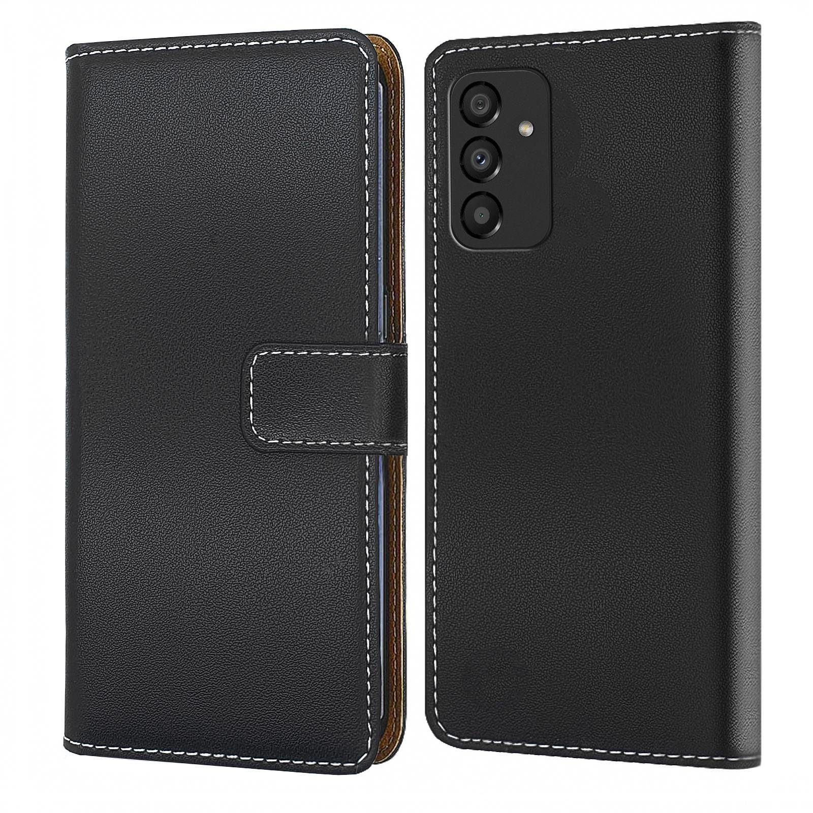 Numerva Handyhülle Bookstyle Etui Handytasche Schutzhülle für Samsung Galaxy M23 / M23 5G, Klapphülle Flip Cover Schwarz