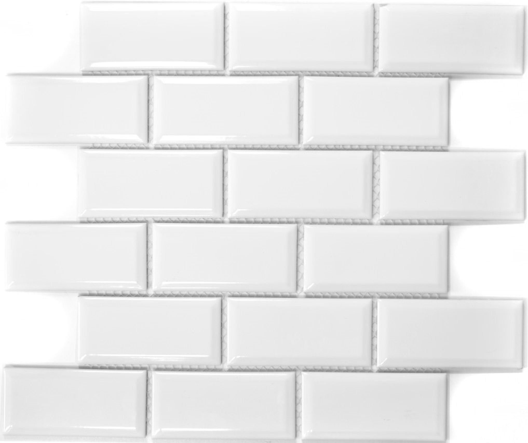 Mosani Mosaikfliesen Metro Subway WEISS Facette Mosaikfliese Keramik Küche günstig online kaufen