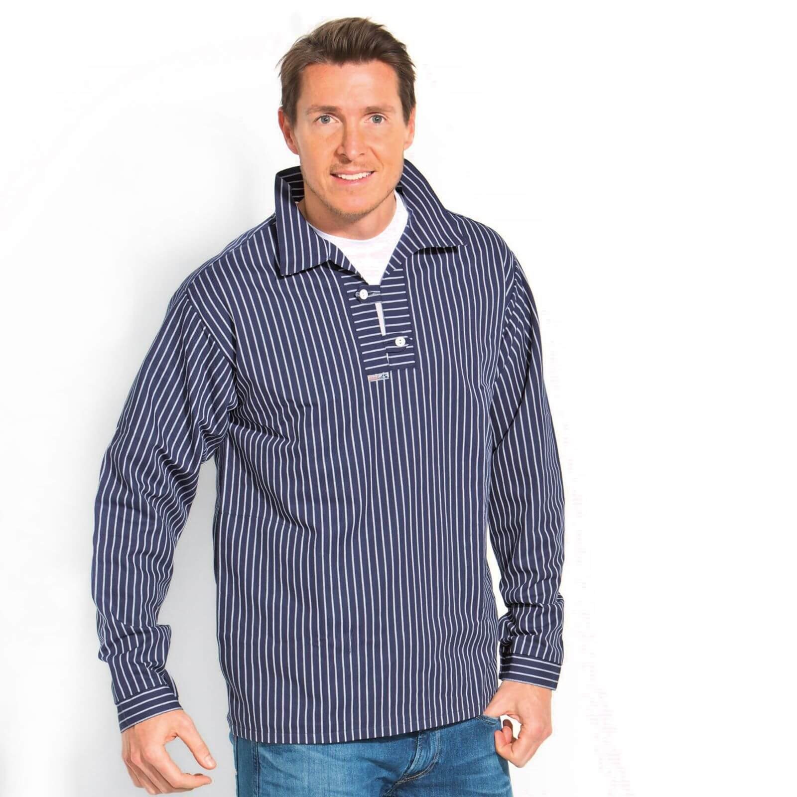 modAS Langarmhemd 1050 Unisex Takelhemd mit Streifen - Fischerhemd in bequemer Schlupfform