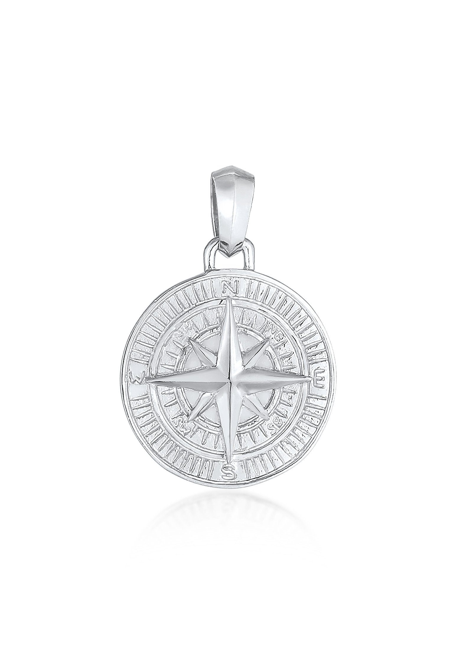Kuzzoi Kettenanhänger Kompass Cool Massiv 925 Silber, Stilvoller Anhänger  Windrose für Herren