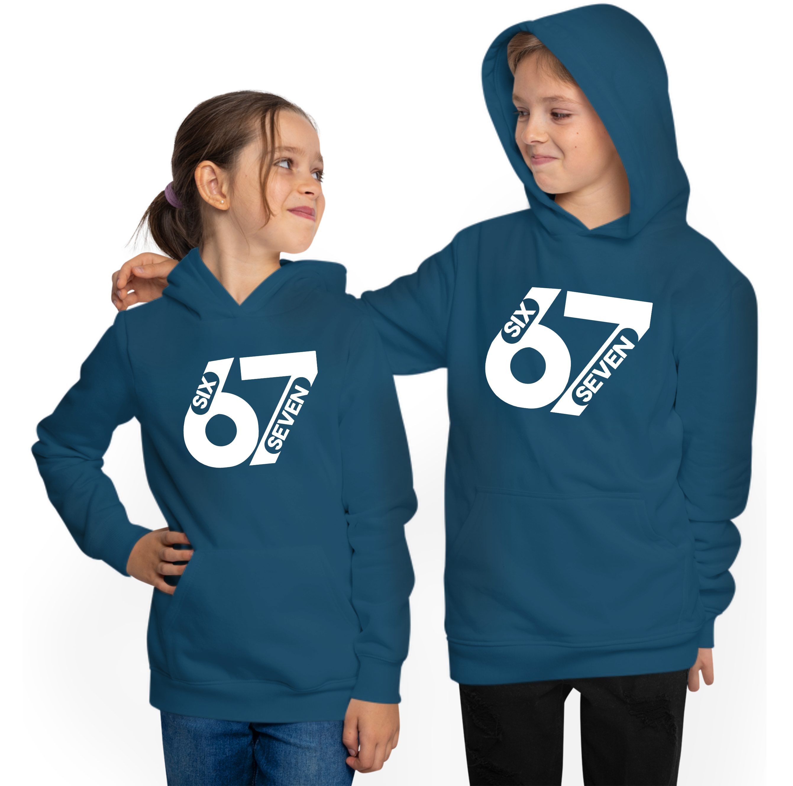 MyDesign24 Hoodie Kinder 67 Kapuzensweater Kapuzenpullover mit six seven Aufdruck i774
