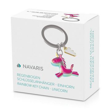 Navaris Schlüsselanhänger Regenbogen Einhorn - Schlüsselanhänger mit Karabiner - Keychain (1-tlg)