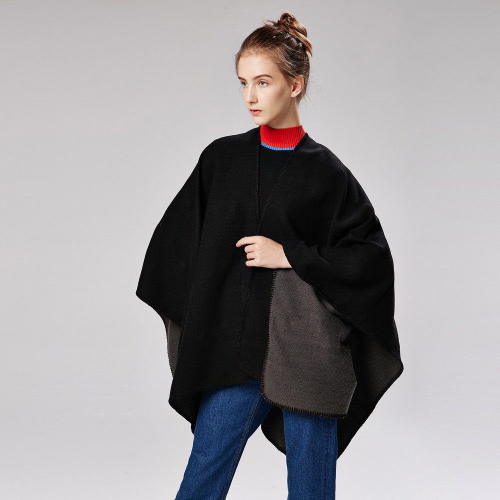 nsihing Modeschal Poncho Damen Strick Poncho Winter Warm Elegant Poncho Decke, Poncho Cape Mantel Übergroße Poncho Frauen Schal – Bild 5 von 5