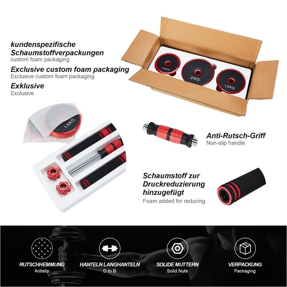 Melko Kurzhantel Hantel 4in1 Set Kurzhantel Langhantel Gewichte 20, 30 & 40 KG Fitness, (Set, Premium-Trainingsset), Geräuscharm und Bodenschonend