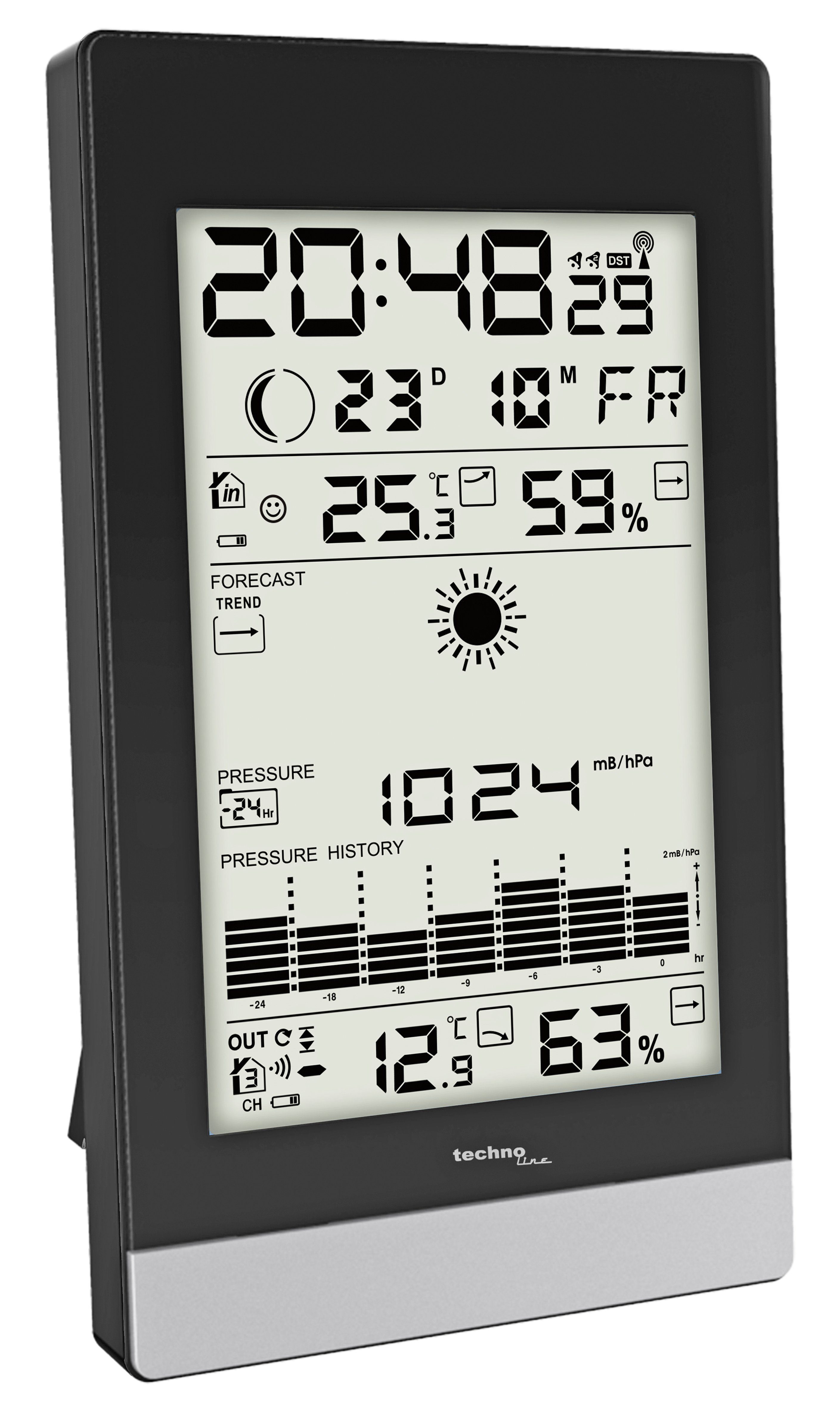 technoline WS 9050 Wetterstation (inklusive Außensender, Wettervorhersage mit Frostalarm und Wohlfühlindikator)